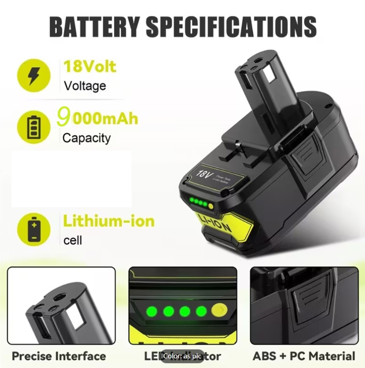 2 Pack 9.0Ah Li-ion Battery For Ryobi 18V One P108 P103 P105 P107 P109 P104 P103