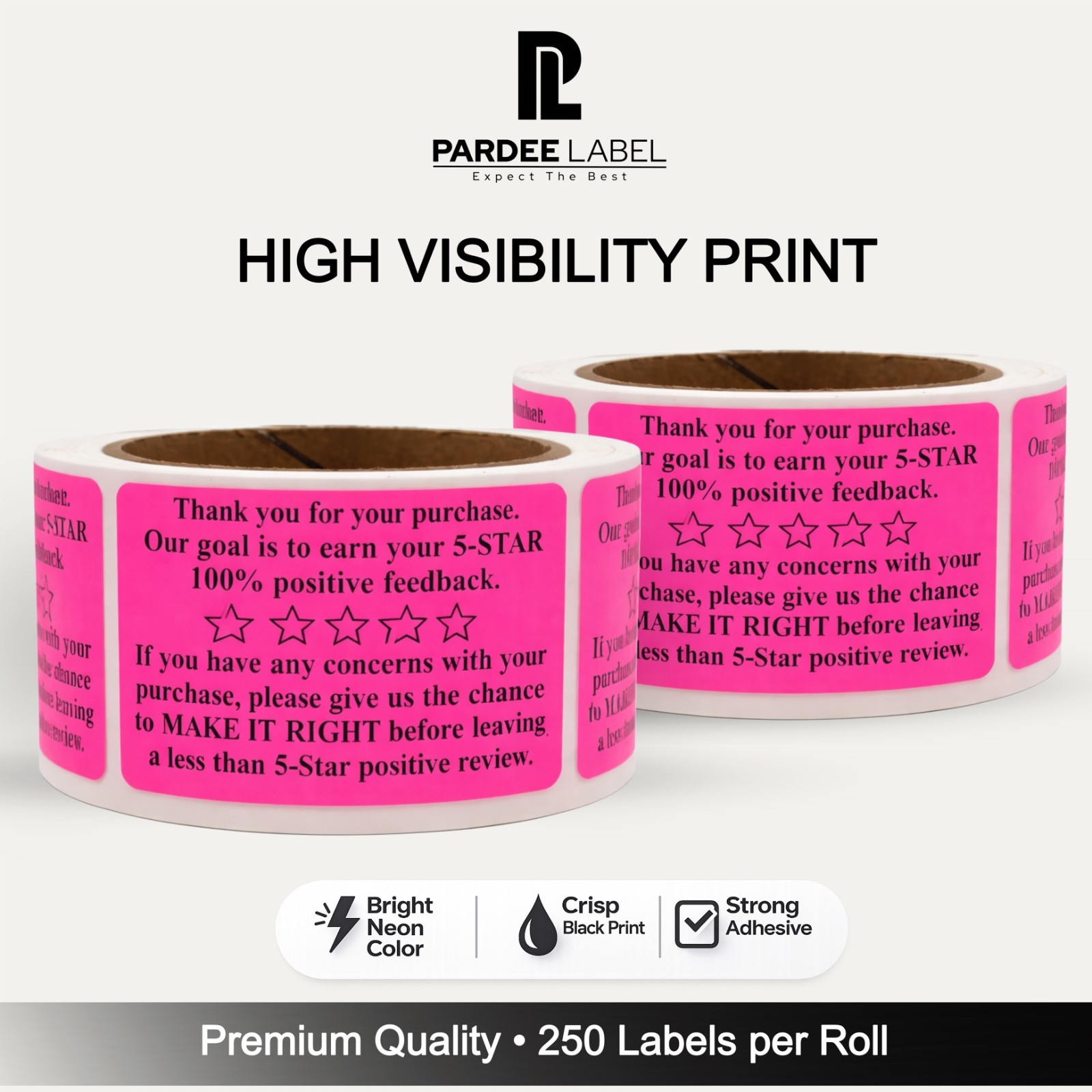 Thank You For Your Ebay Purchase Stickers Neon Pink 2×3 250 Labels Per Roll