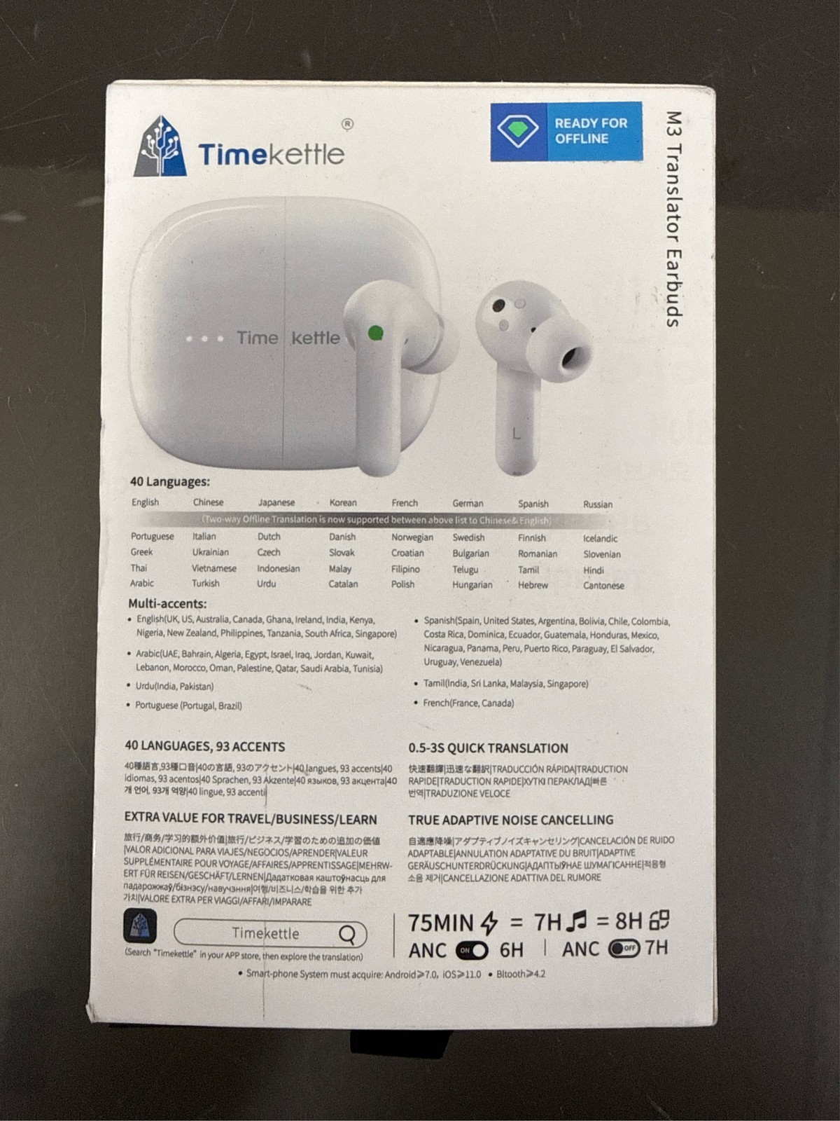 Timekettle M3 3 in 1 Language Translation Earbuds,43 Languages & 96 Accents, O 3