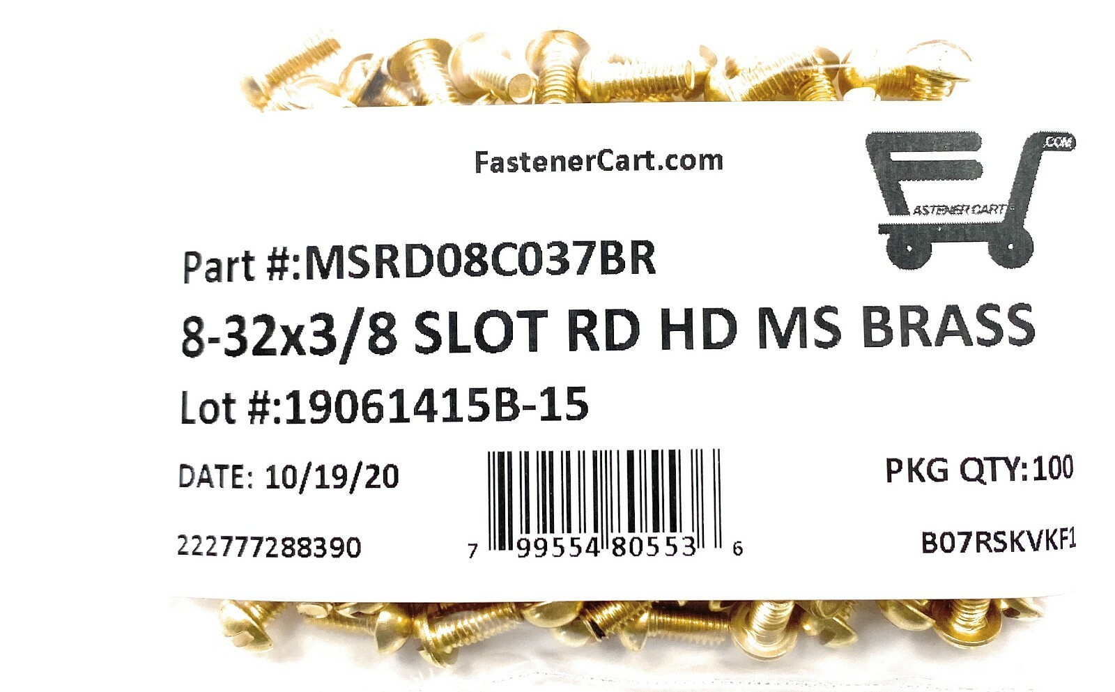 (100) 8-32×3/8 Brass Slotted Round Head Machine Screws #8-32 – Solid Brass