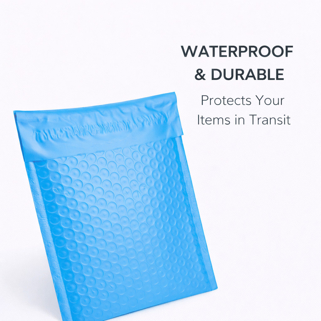 1000 Bulk Blue Poly Bubble Mailers #000 4×8 Water Resistant Padded Envelopes