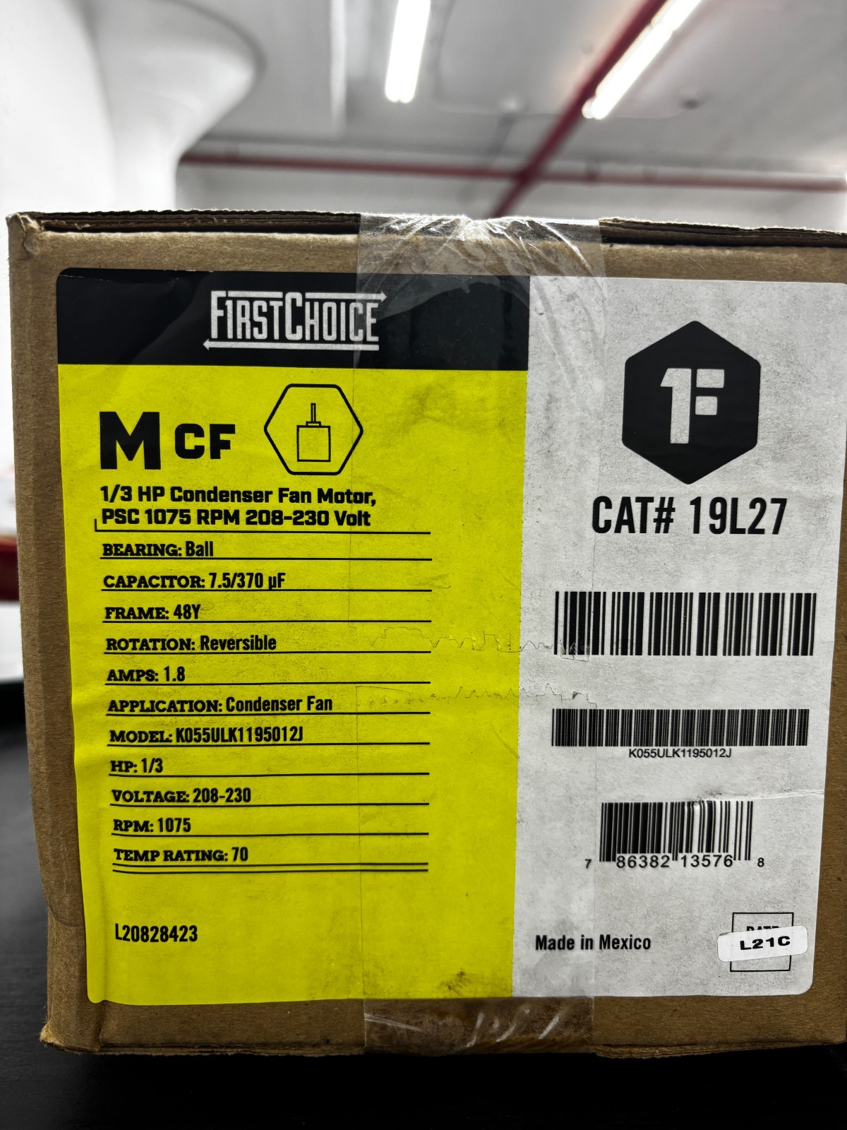 FirstChoice 1/3 HP Condenser Fan Motor 1075 RPM 208-230V 48Y K055ULK1195012J