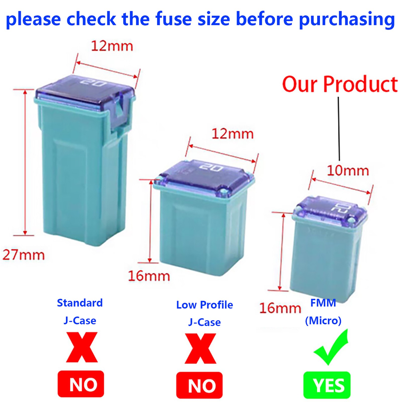 25 Pack Micro Cartridge Fuses FMM Fuses Kit 15-40Amp MCASE Type for Cars, SUVs