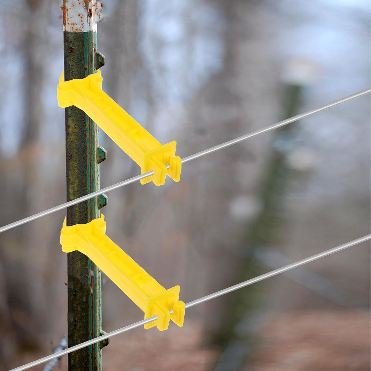 100 Pack T Post Insulators – 5 Inch Yellow Plastic Electric Fence Insulators, Sn