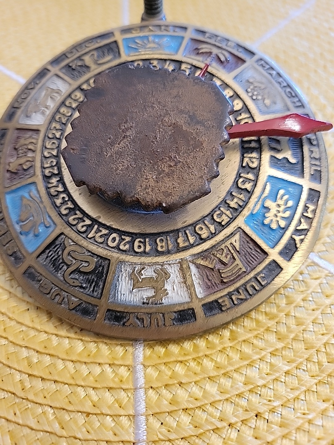 Vintage Metal Zodiac Calendar Desk Decor Made in Israel