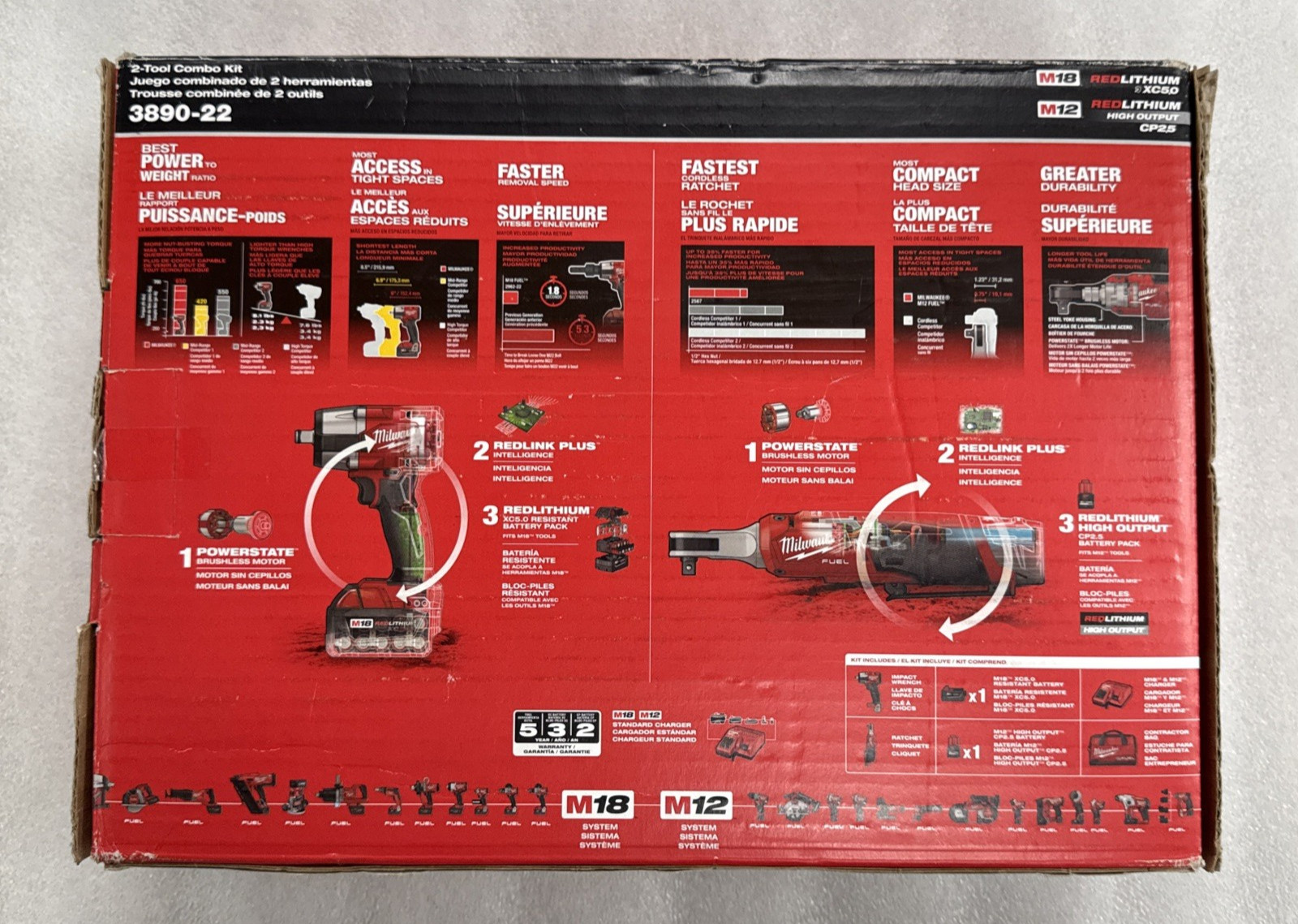 Milwaukee 3890-22 M18 FUEL & M12 FUEL 2-Tool Combo Kit-Brand NEW-6502h-6504h