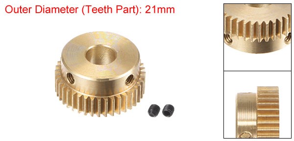 0.5 Mod 40T 6.35mm Bore 21mm Outer Dia Brass Motor Rack Pinion Gear with Screws