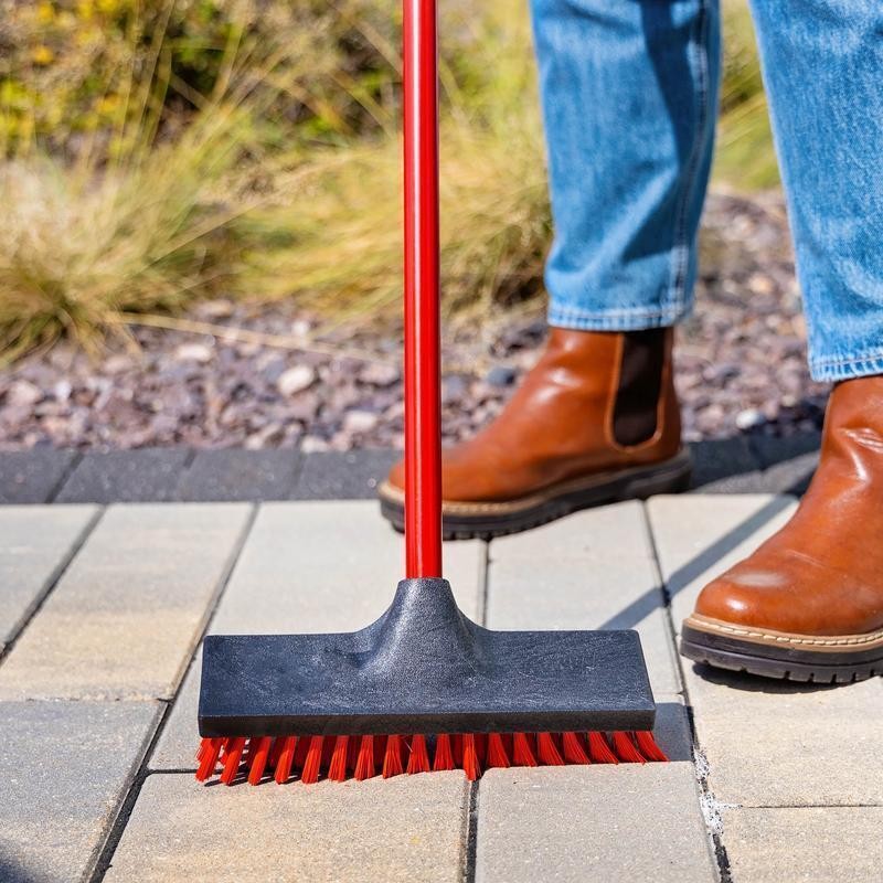 Heavy Duty Floor Scrub Brush Polypropylene Block Steel Handle Multi Surface Use
