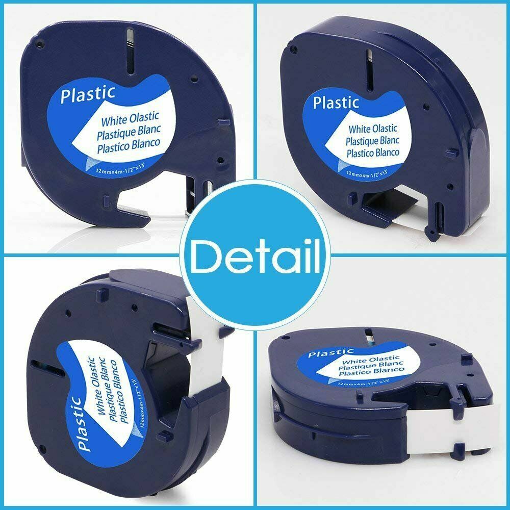 5PK Dymo Letratag Refill 91331 91330 White Plastic Label Tape 12mm LT-100H 1/2″