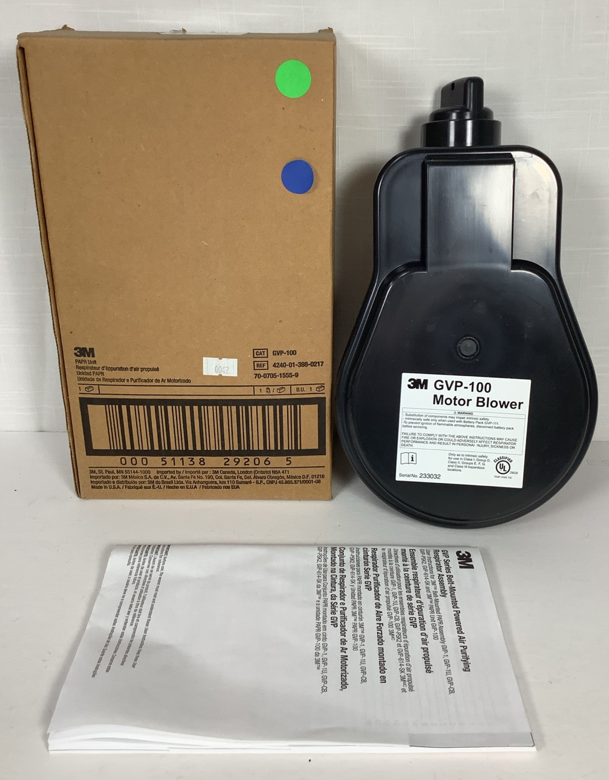 3M GVP-100 Powered Air Blower Motor for Purifying Filter PAPR Respirator NEW