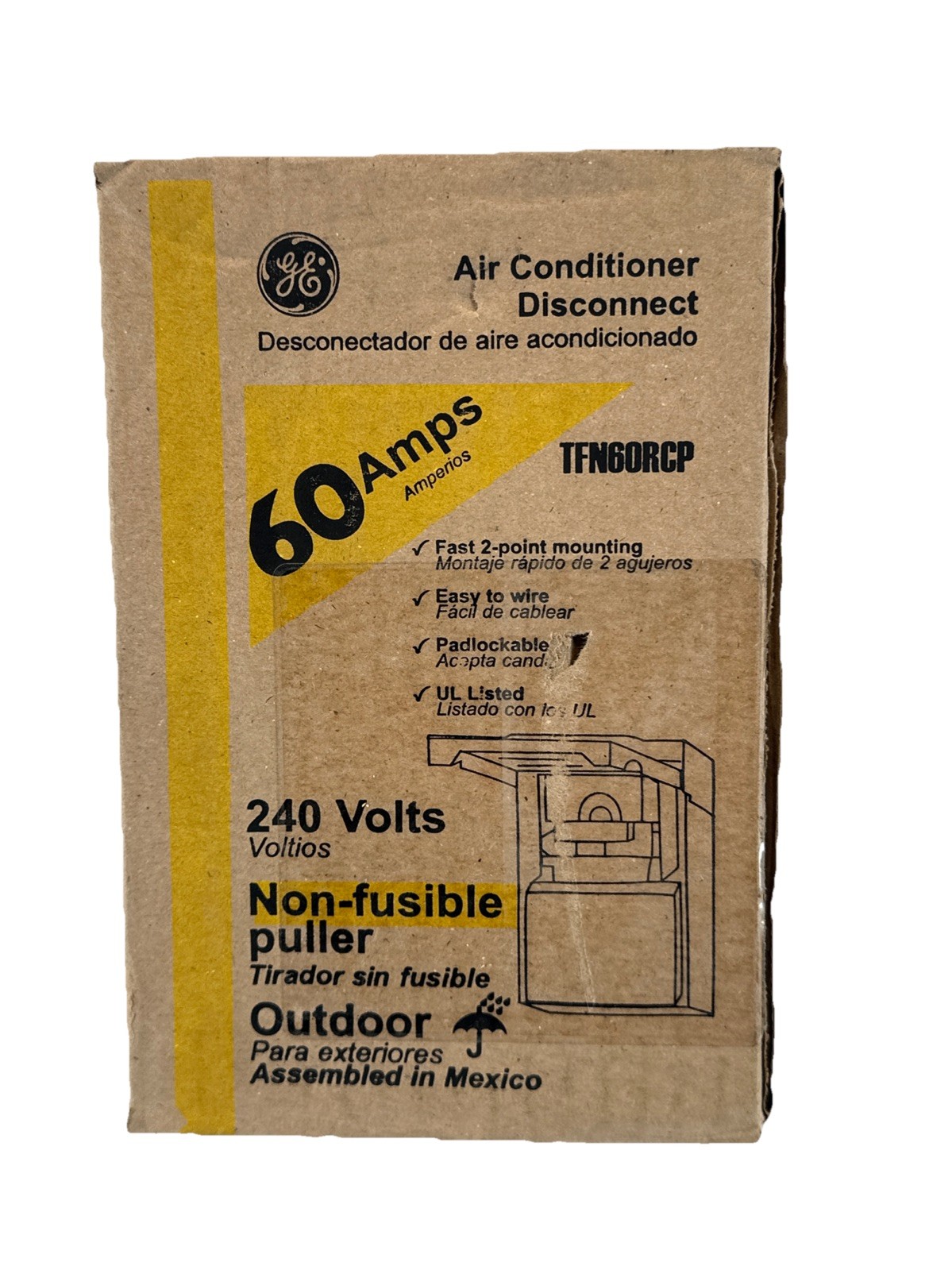 GE 60 Amp Non Fusible Air Conditioner Disconnect TFN60RCP Gray