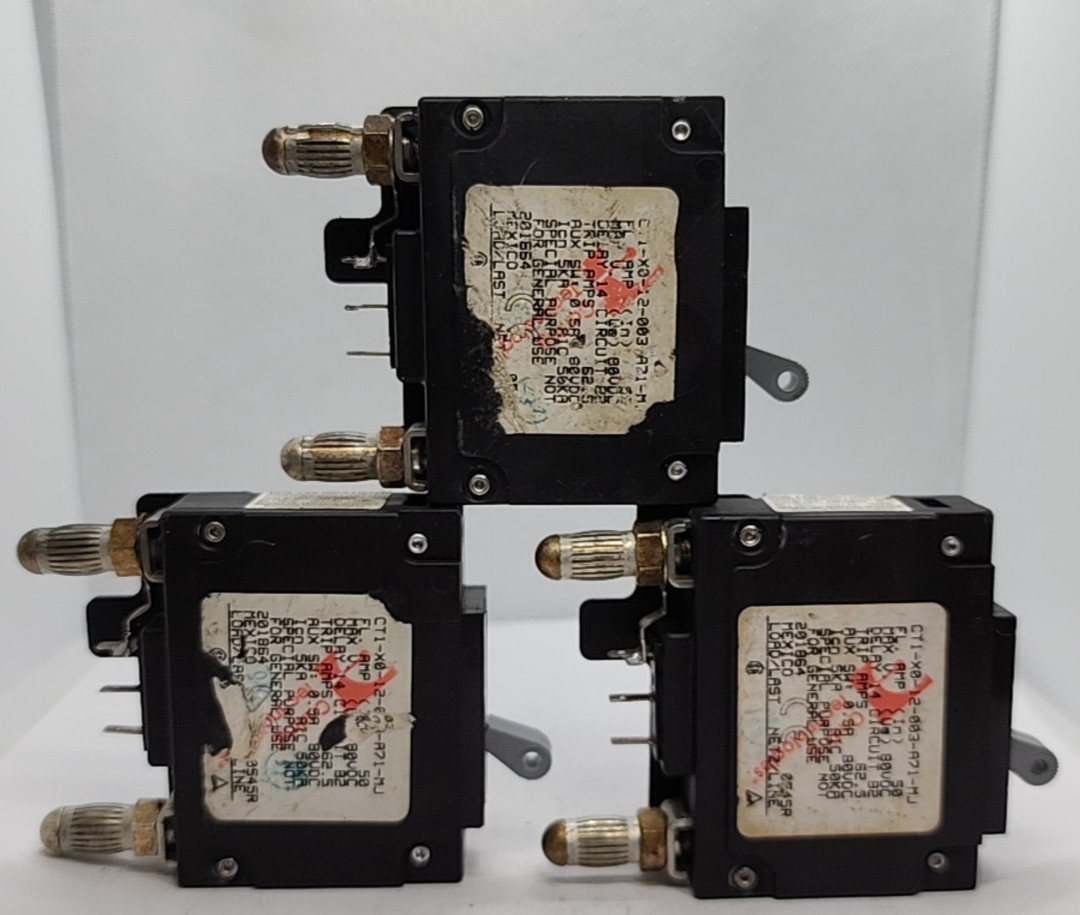 3x CARLING CTI-X0-12-003-A71-MJ 50A 80V BULLET STYLE CIRCUIT BREAKER[MG6-4]