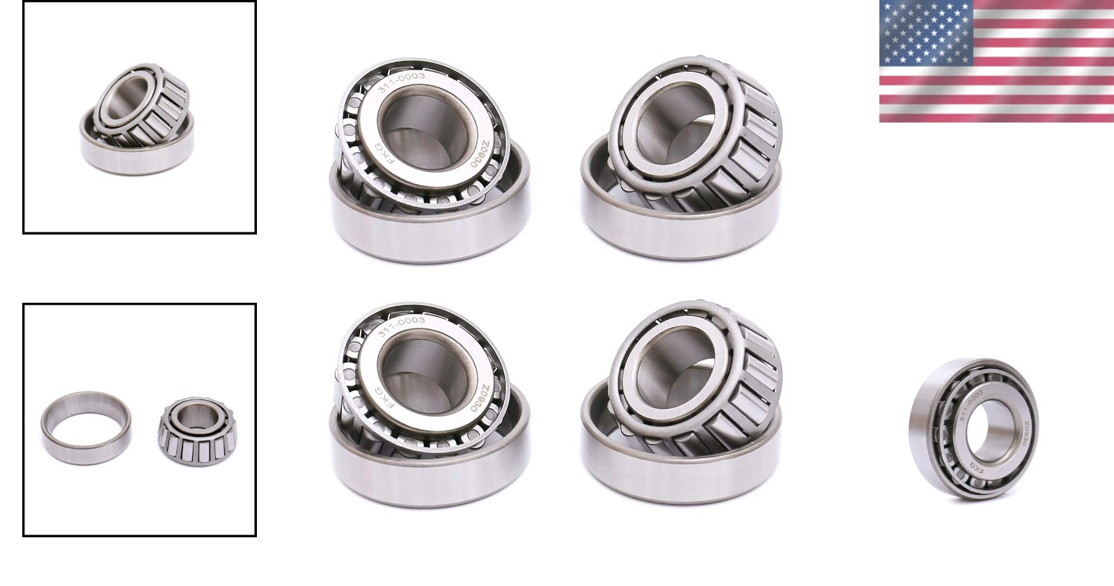 High-Performance Set of 4 Tapered Roller Bearings LM11949 LM11910 – Alloy Steel