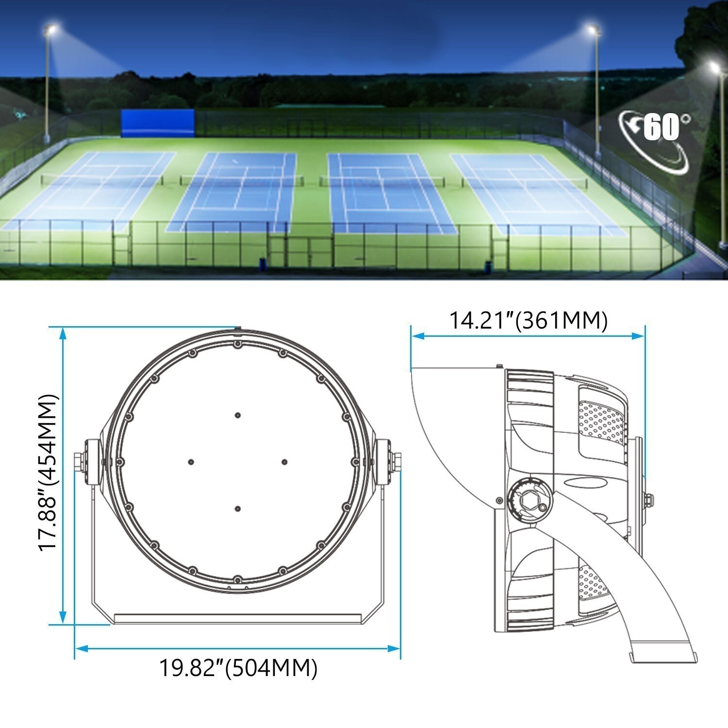 90000lm Led Stadium Light Outdoor 600W Flood Lights IP67 for Arena Sport Courts
