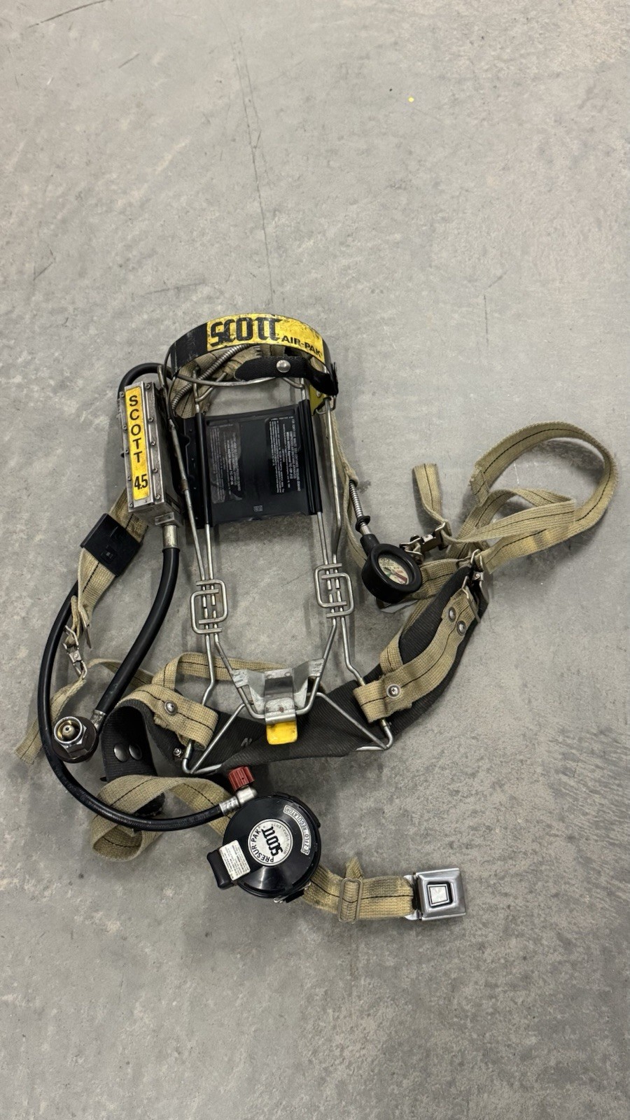 Scott Air-Pak 4.5 SCBA Harness Backpack w/ E-Z Flo Regulator VibraAlert