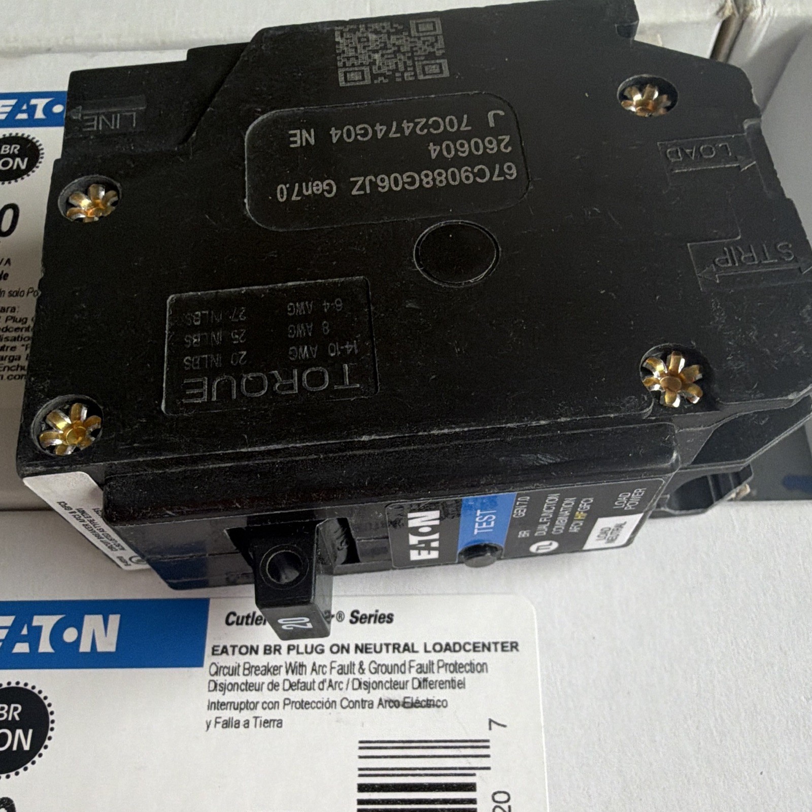 Lot 10 Eaton BRP120DF AFCI/GFCI Breaker 20A 120V 1-Pole Plug-On Neutral