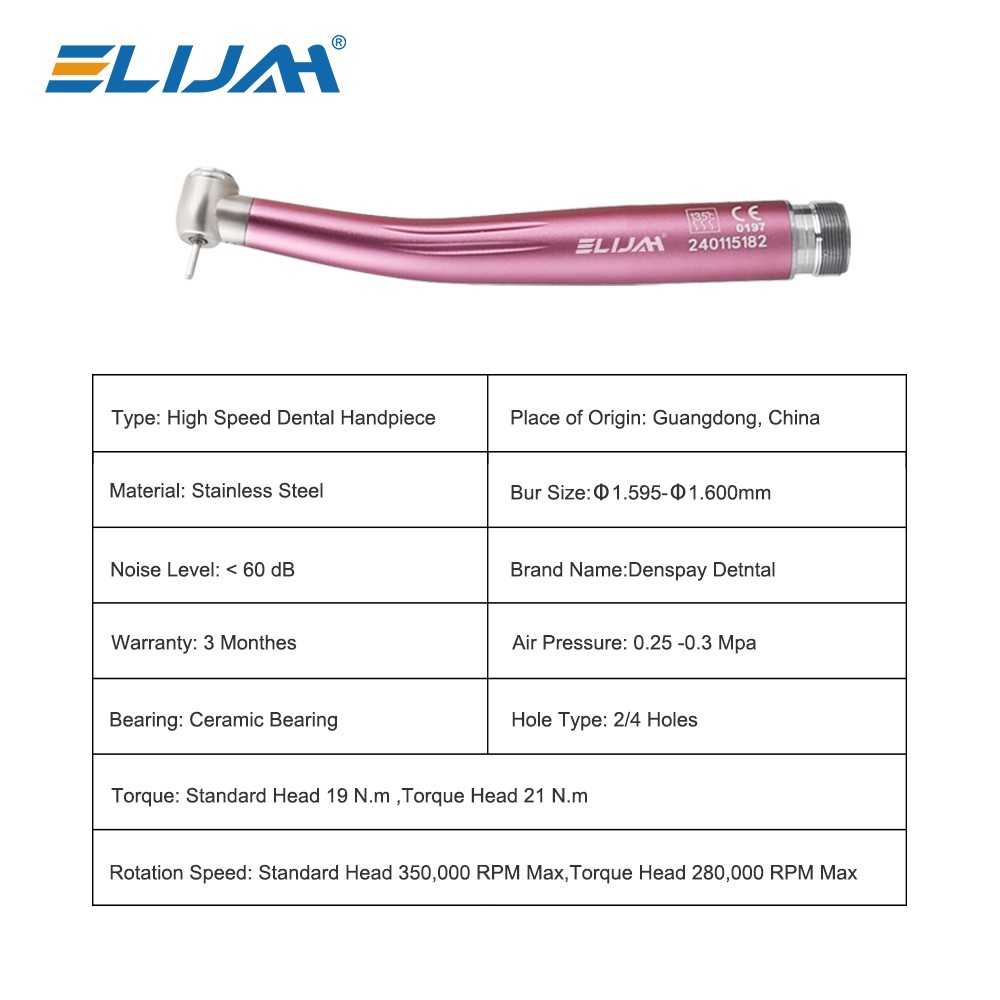 NSK Style Dental High Speed Handpiece Turbine 4 Hole/2 Holes 8 Color Push Button