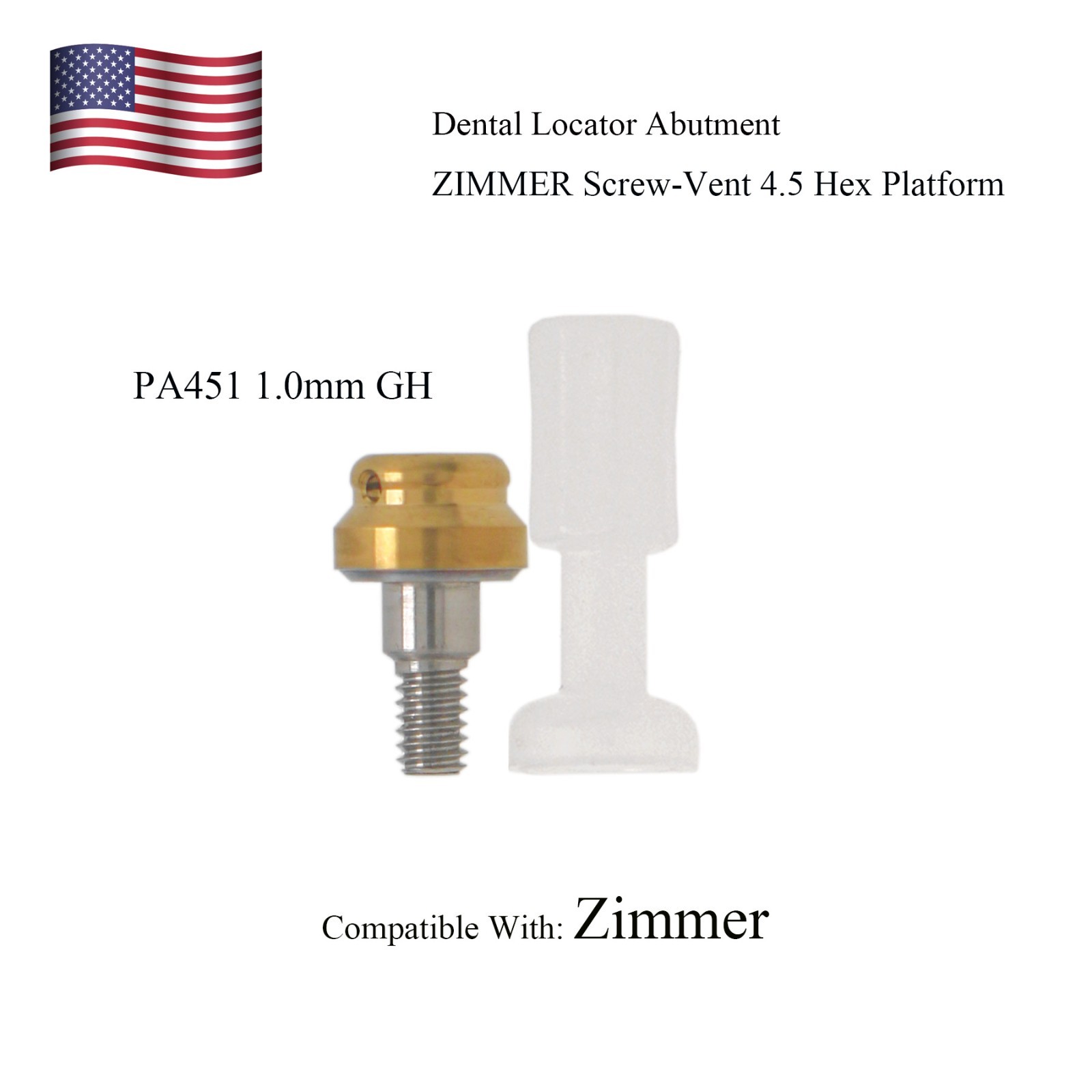 Zest Implant Locator Abutment for Zimmer Screw-Vent 3.5/4.5 Platform 1-5.0mm GH