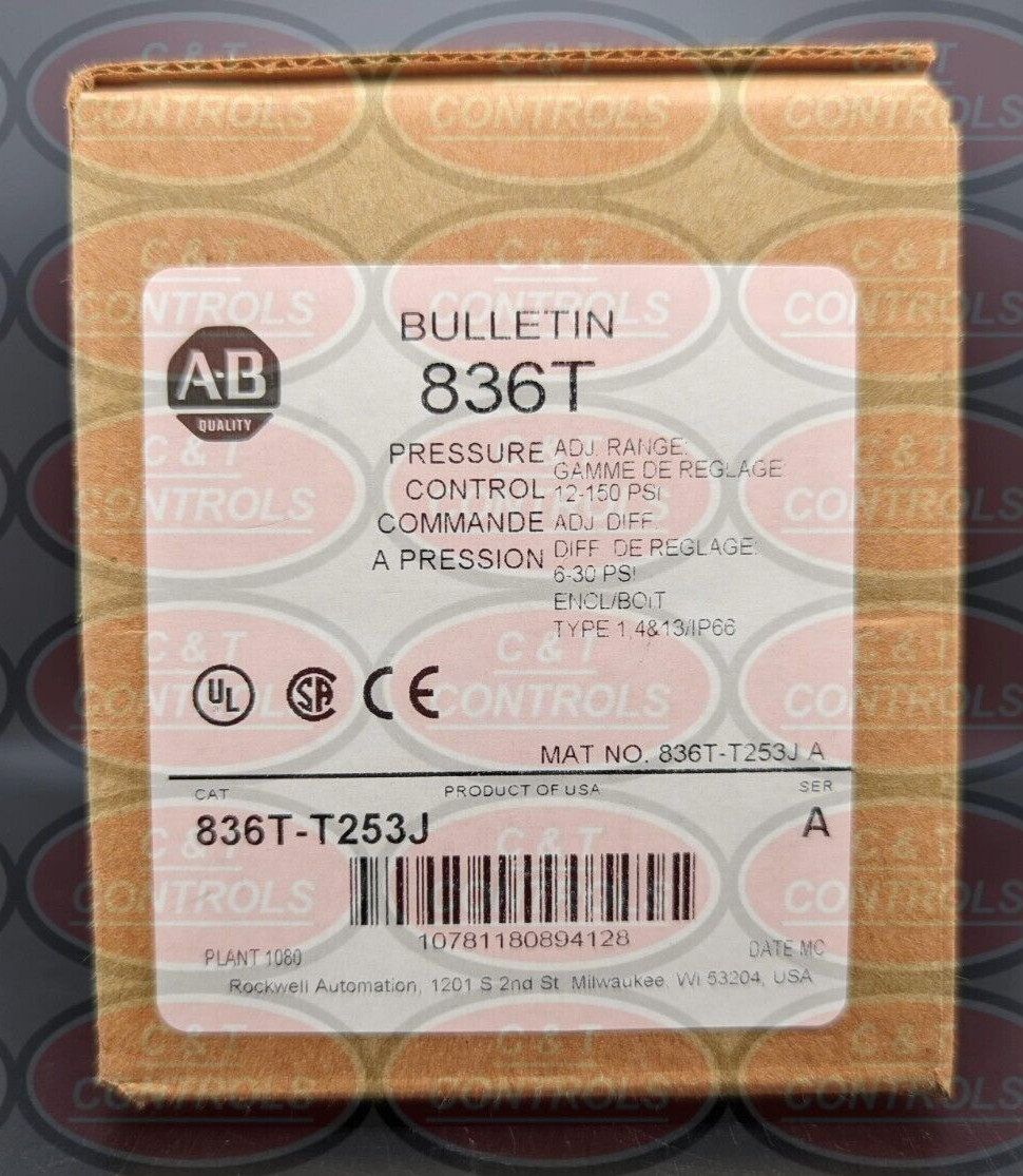Allen Bradley 836T-T253J 12-150 PSI Pressure Switch New In Box USA Stock