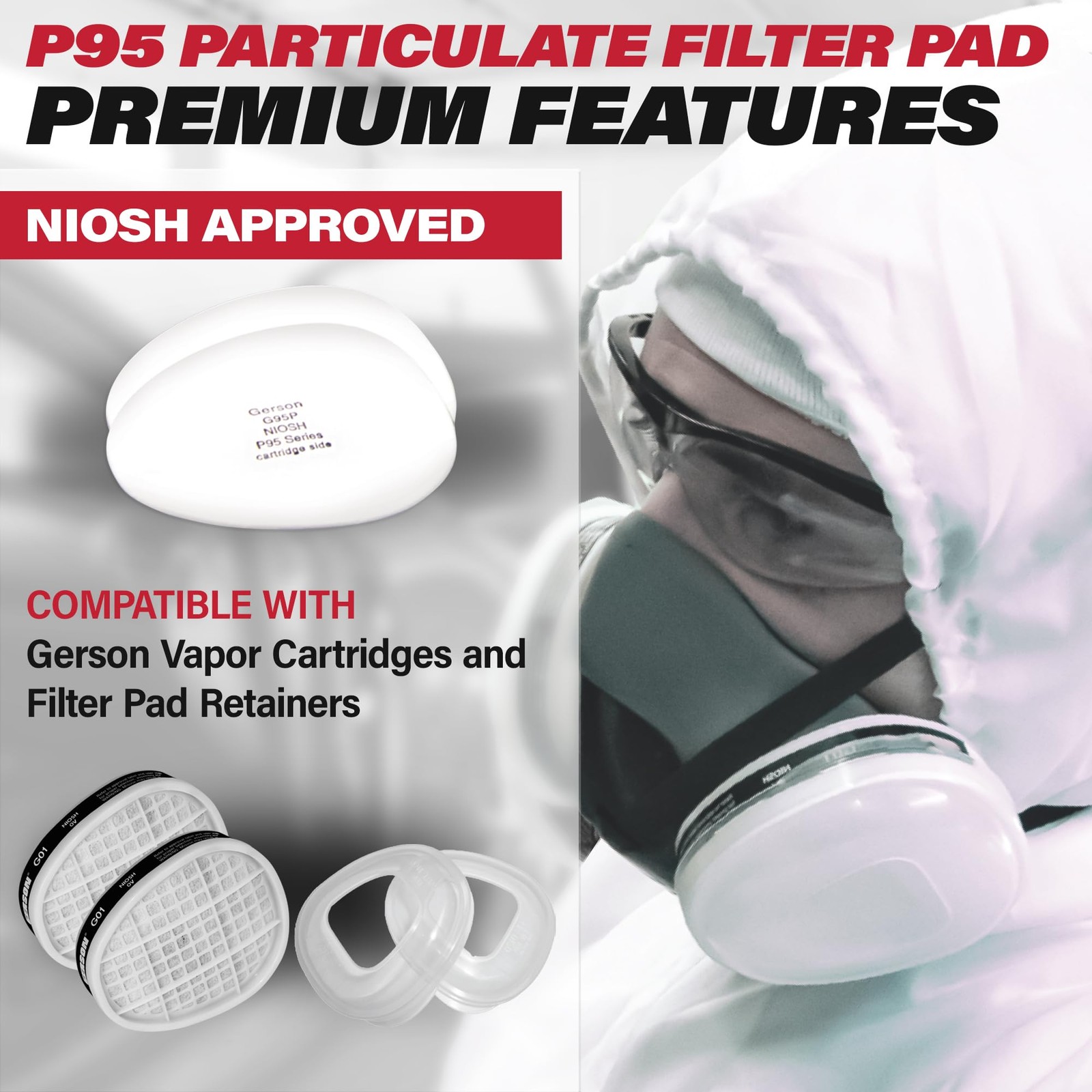 NIOSH G95P P95 Filter Pads for Cartridges 5 Pair/