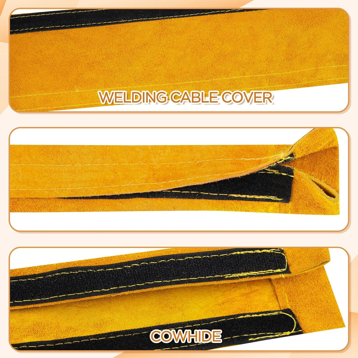 25Ft TIG Welding Torch Cable Cover, Flame Retardant Cowhide Leather Cover for We