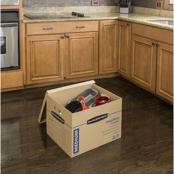 Smoothmove 7717201 14 In X 15 In X 18 In Moving Box, Kraft, Blue Printing,