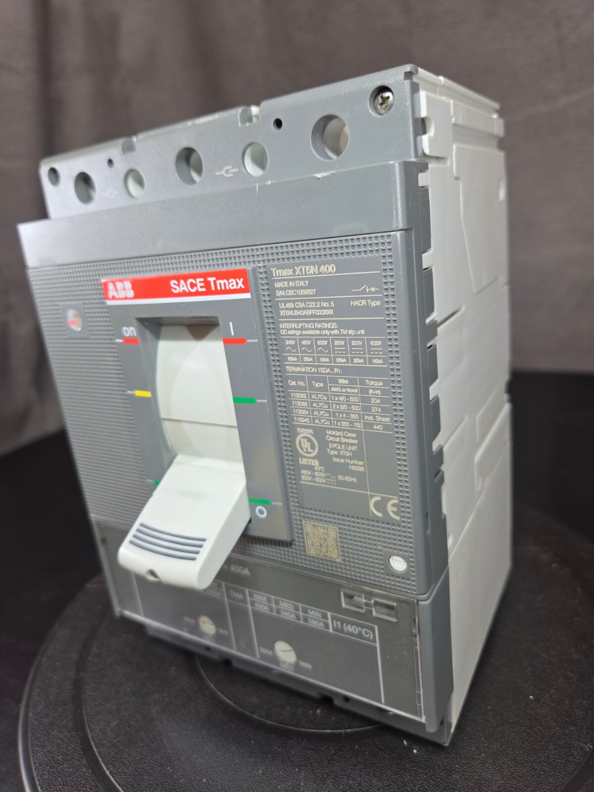 ABB SACE Tmax XT5N 400 3 Pole 400 Amp 600v Circuit Breaker New Open Box