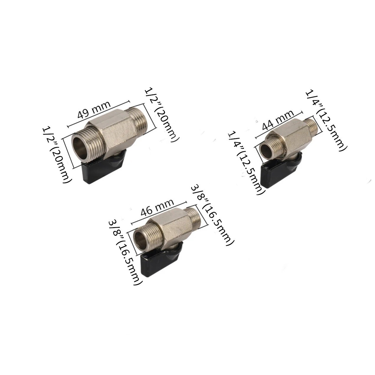 Mini 3/8″ Male 3/8 Inch Female NPT Brass Ball Shut Off Valve Water Air Fluid WOG