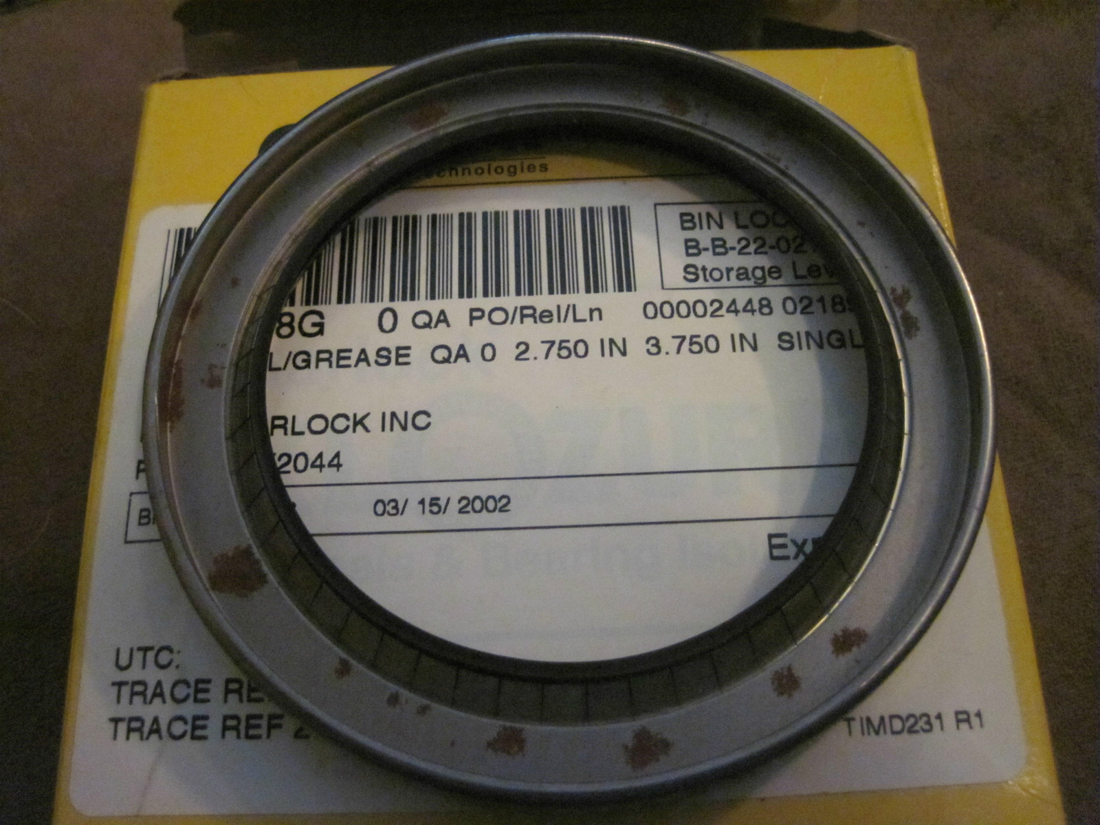 GARLOCK 21158-2044 OIL GREASE SEAL 2.750 IN 3.750 IN SINGLE 2-11786 SEALING