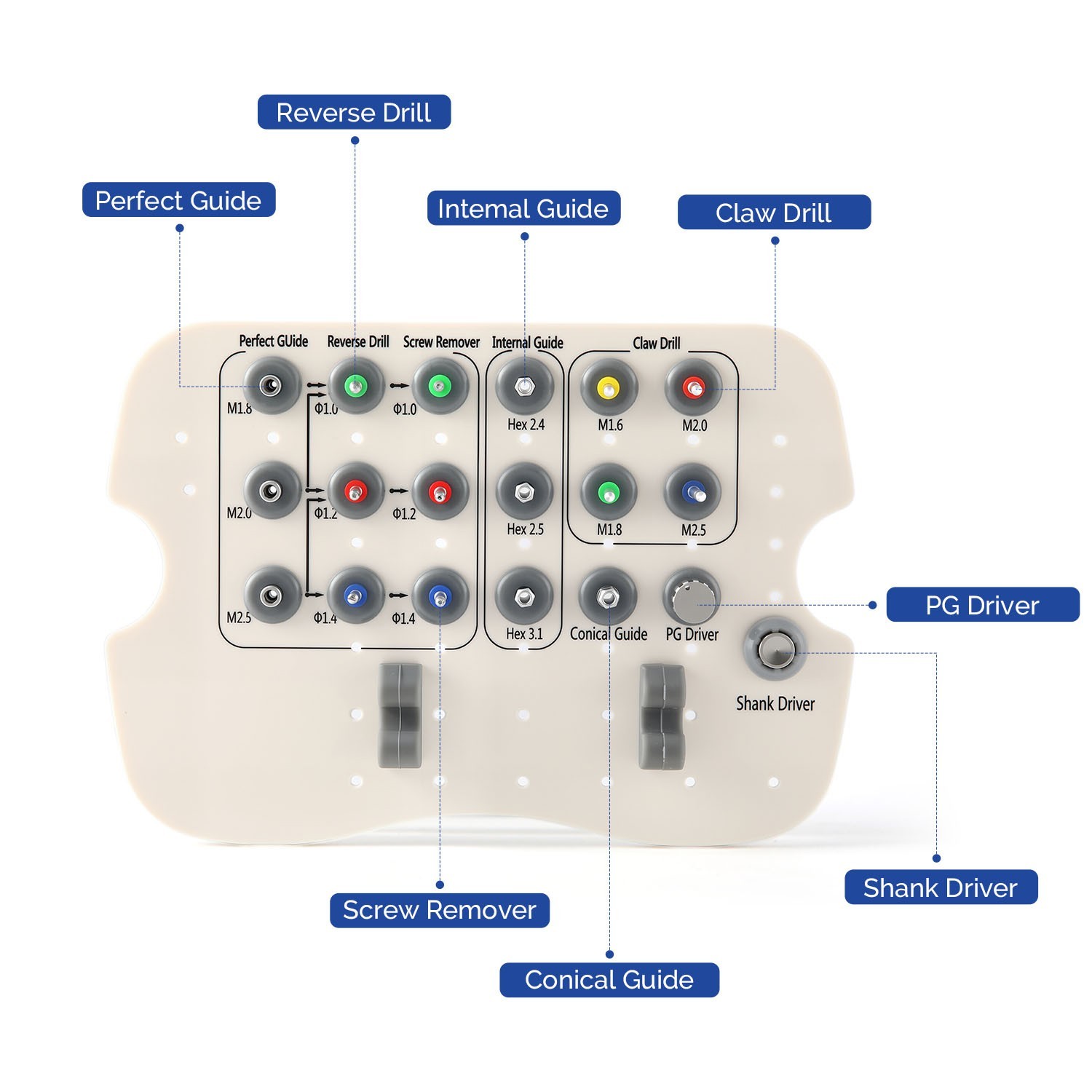 Kit extractor de tornillos rotos de implante dental, instrumental quirúrgico con