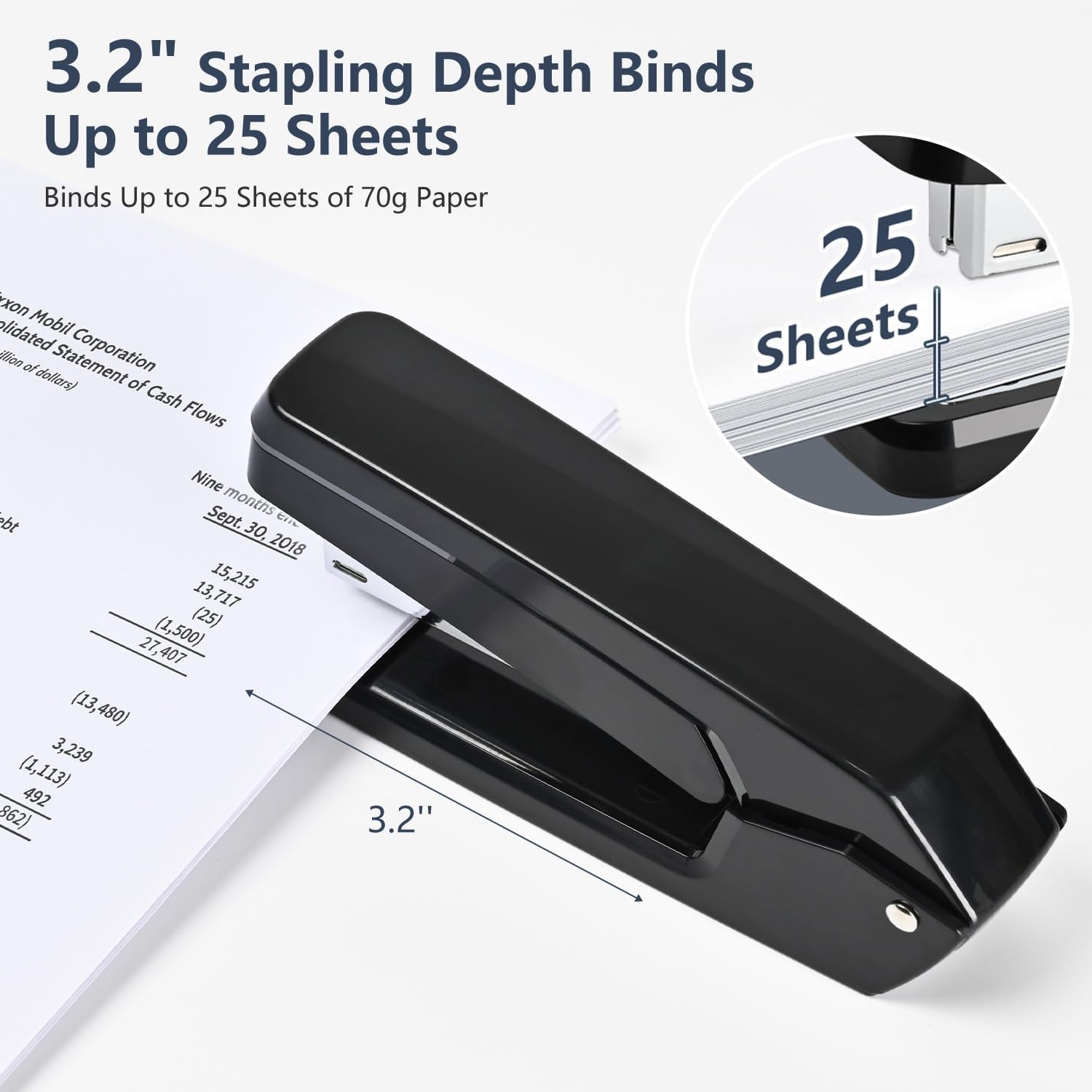 360° Rotating Swing-Arm Stapler, 25-Sheet Capacity, with 1000 Staples, 8-Posi…