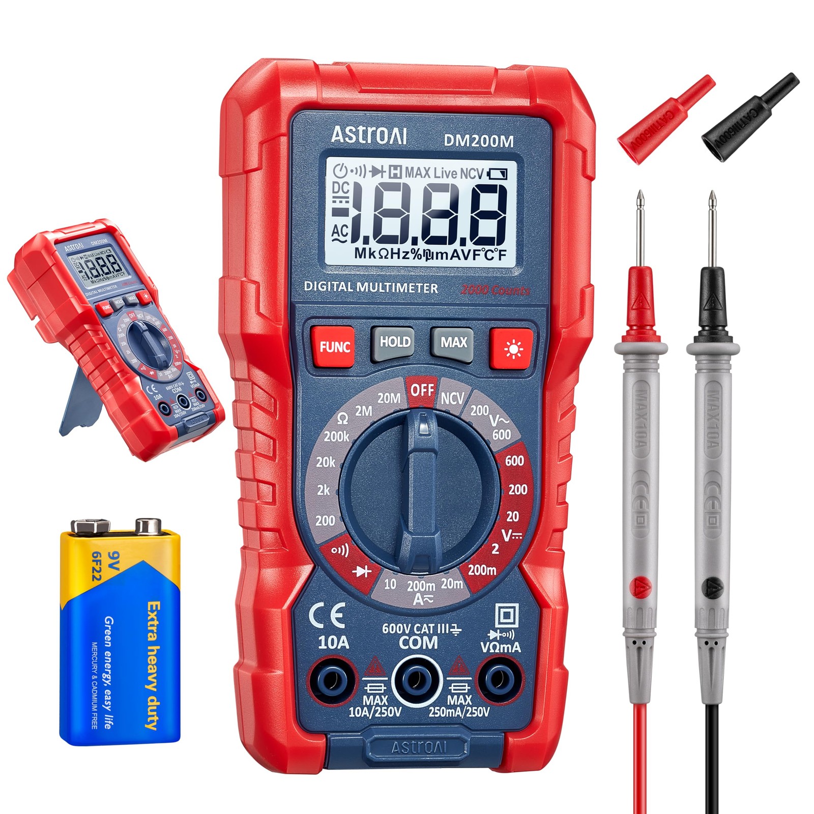 AstroAI Digital Multimeter Voltage Tester, TRMS 2000 Counts Compact, Black