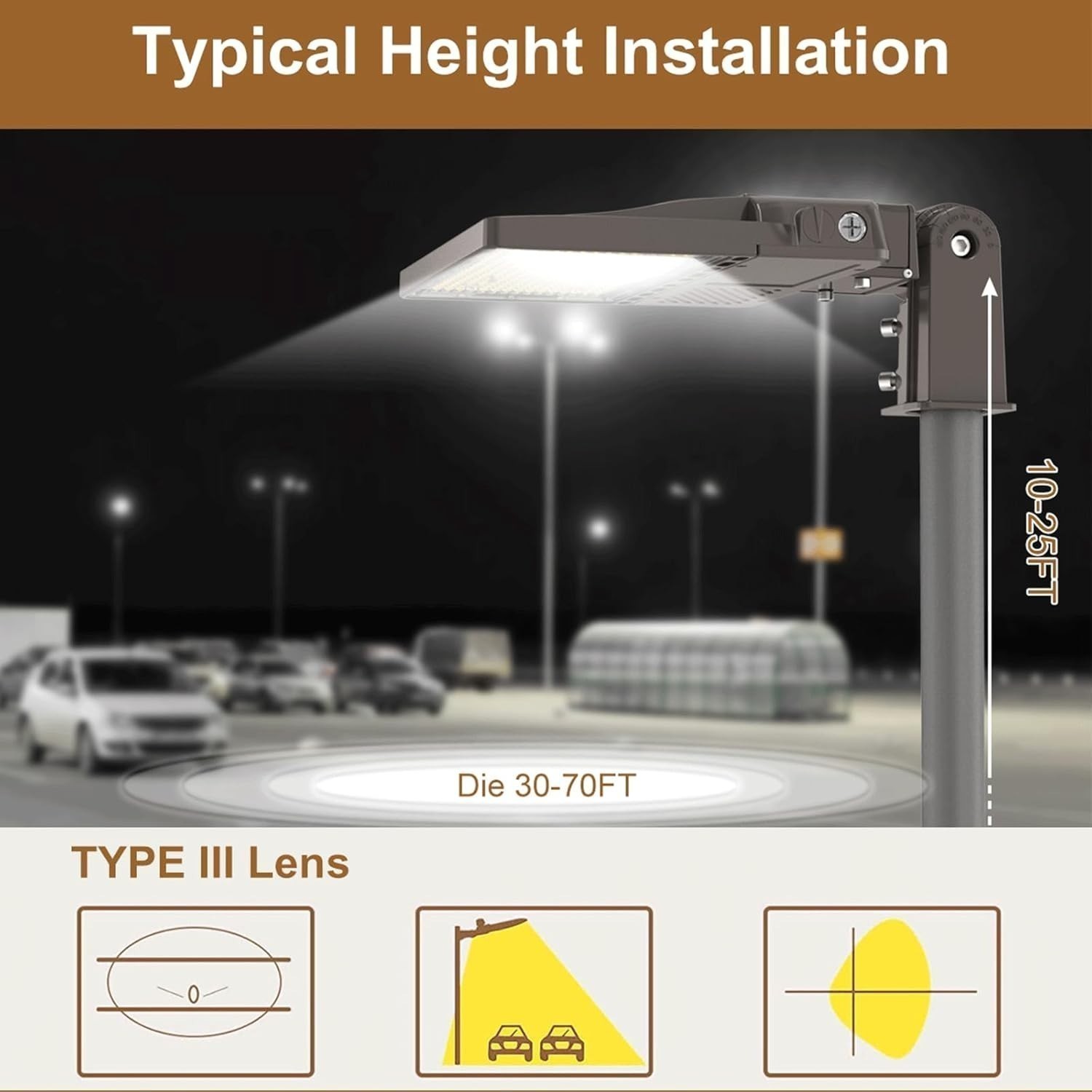 277-480V LED Parking Lot Light Shoebox Flood Stadium Lights Slip Fit Mount 5000K