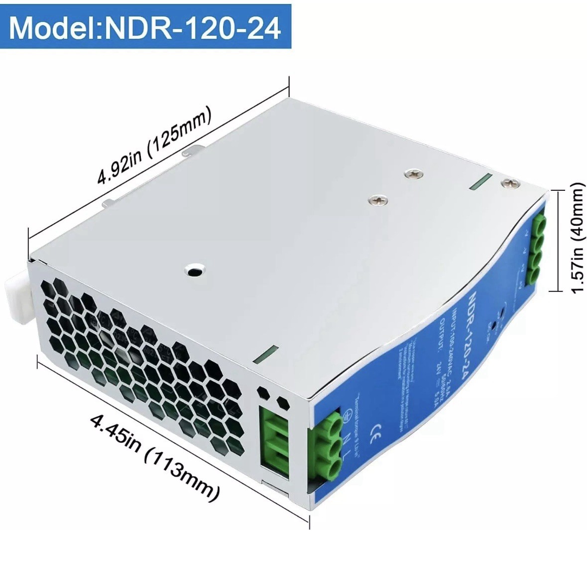 24Vdc Power Supply NDR 120W;Dual Output…