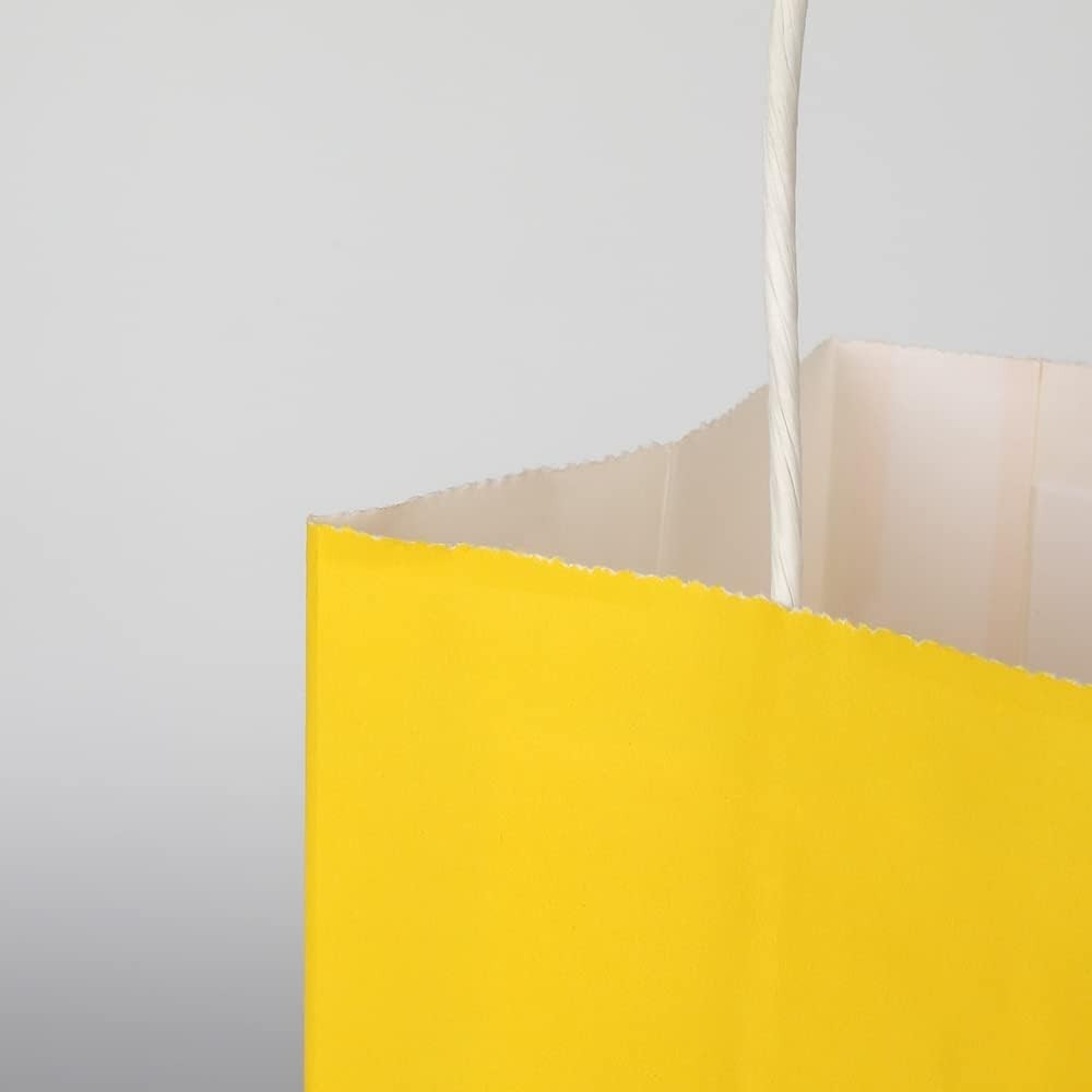 100 Pack 8×4.75×10 Inch Medium Yellow Kraft Paper Bags with Handles Bulk for …