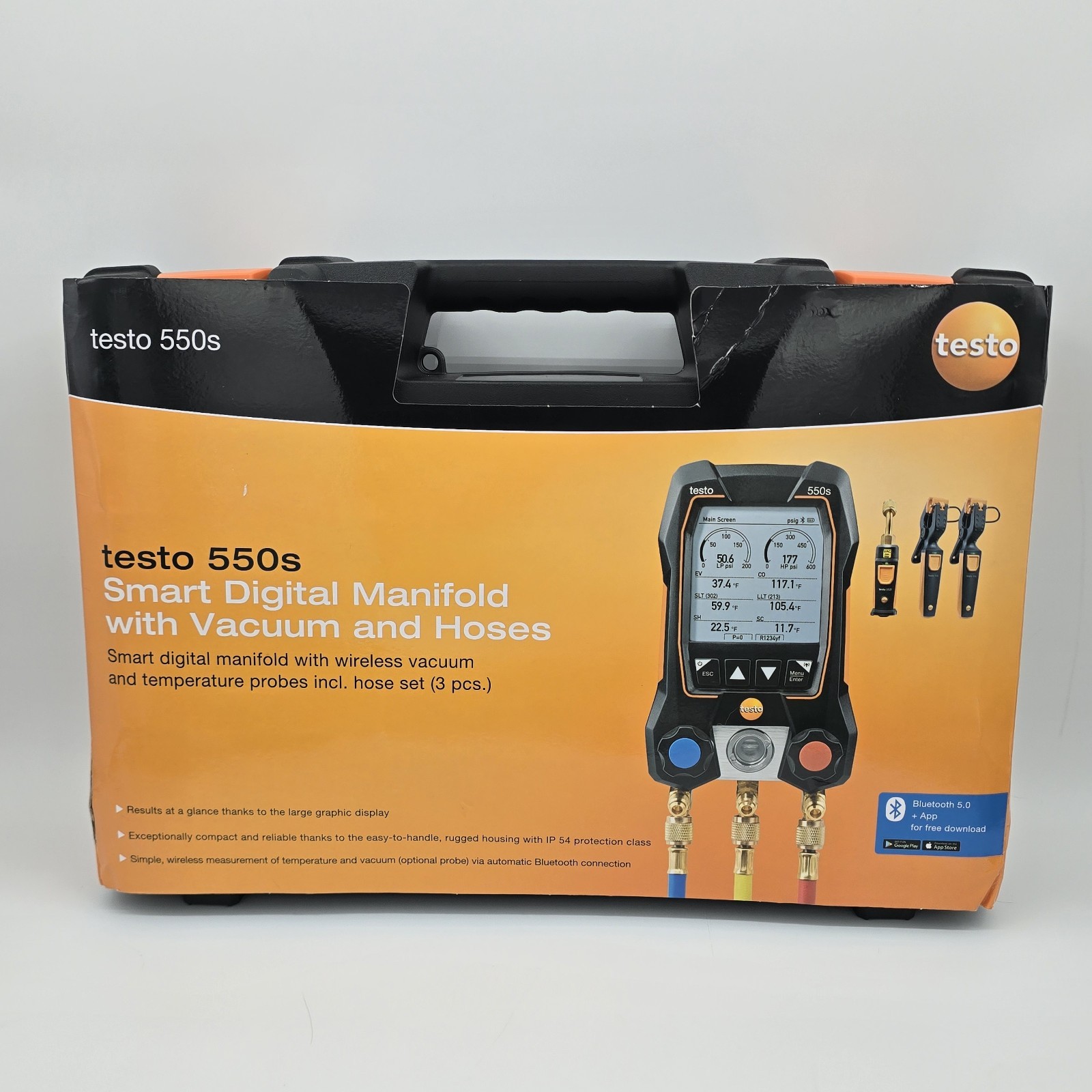 Testo 557S Smart Digital Manifold With Vacuum Kit 4-Valve Wireless Vac Bluetooth