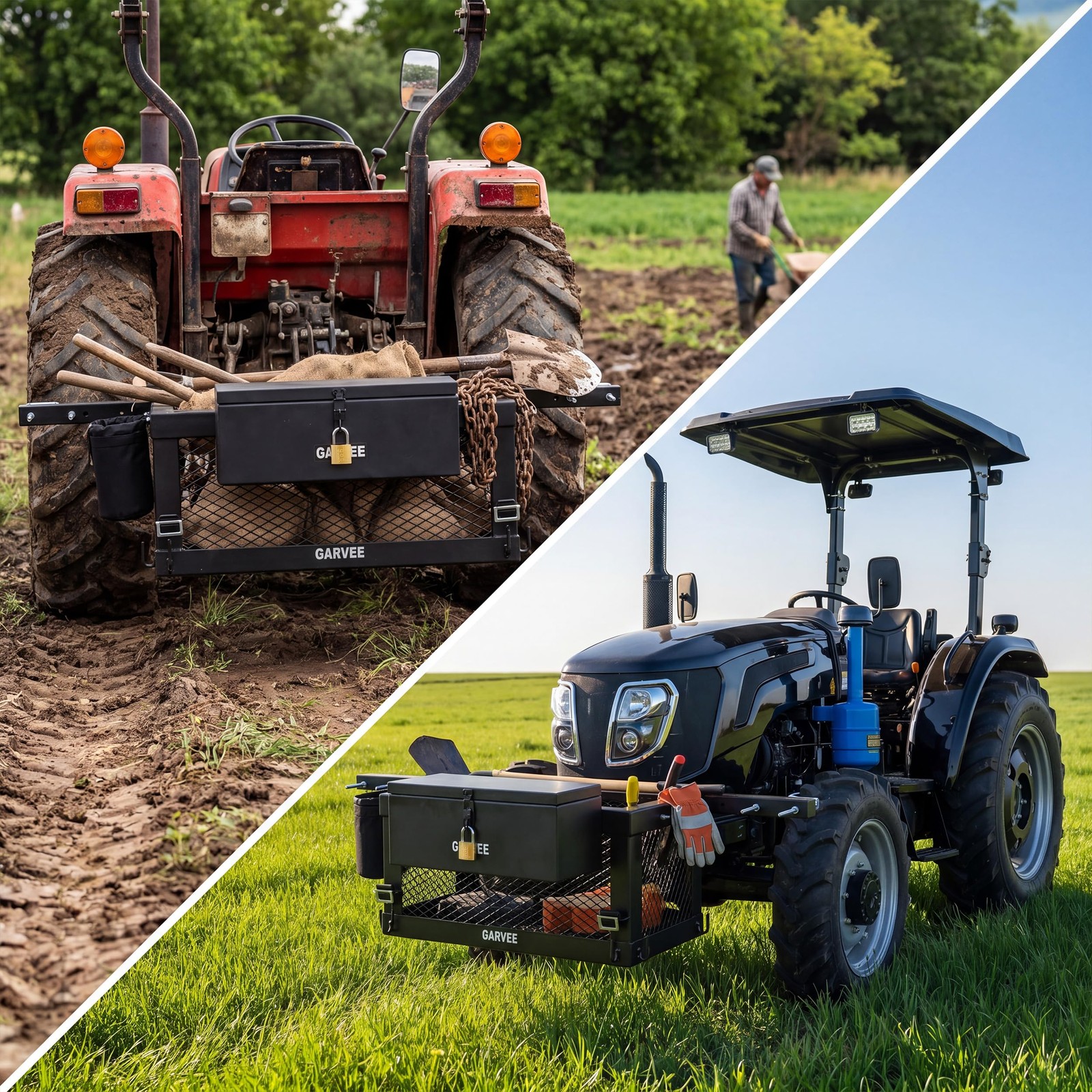 Heavy Duty Tractor Tool Box 24»x 10»x 10» Multi-Function Tractor Accessories