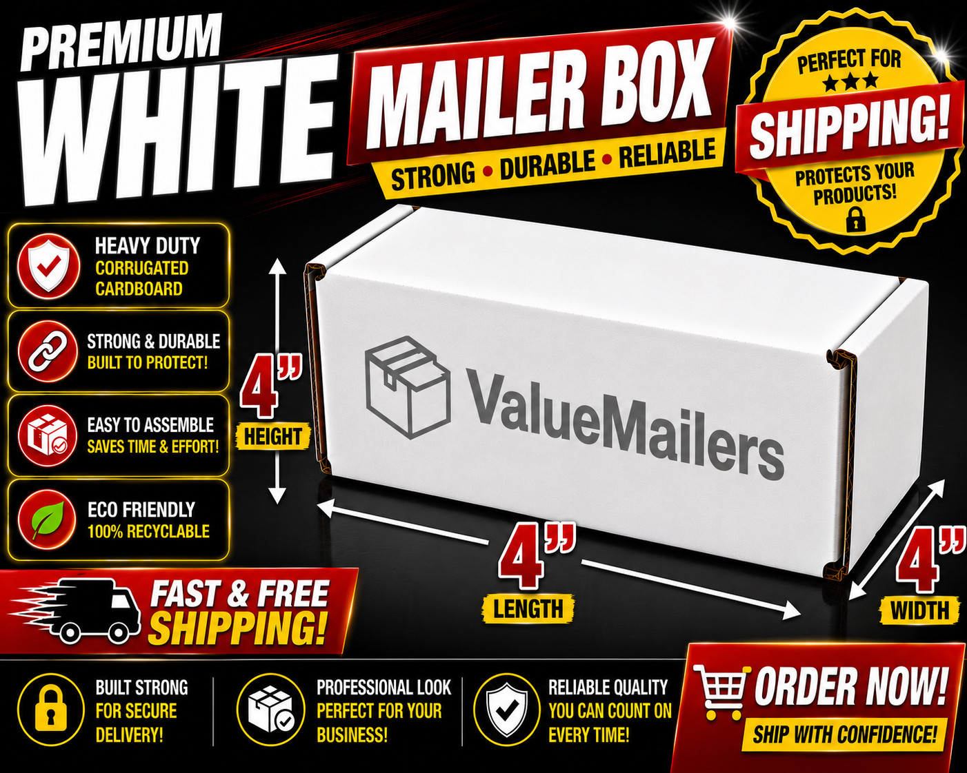 4x4x4 White Corrugated Shipping Mailers Packing Box Boxes Folding 100 To 1000