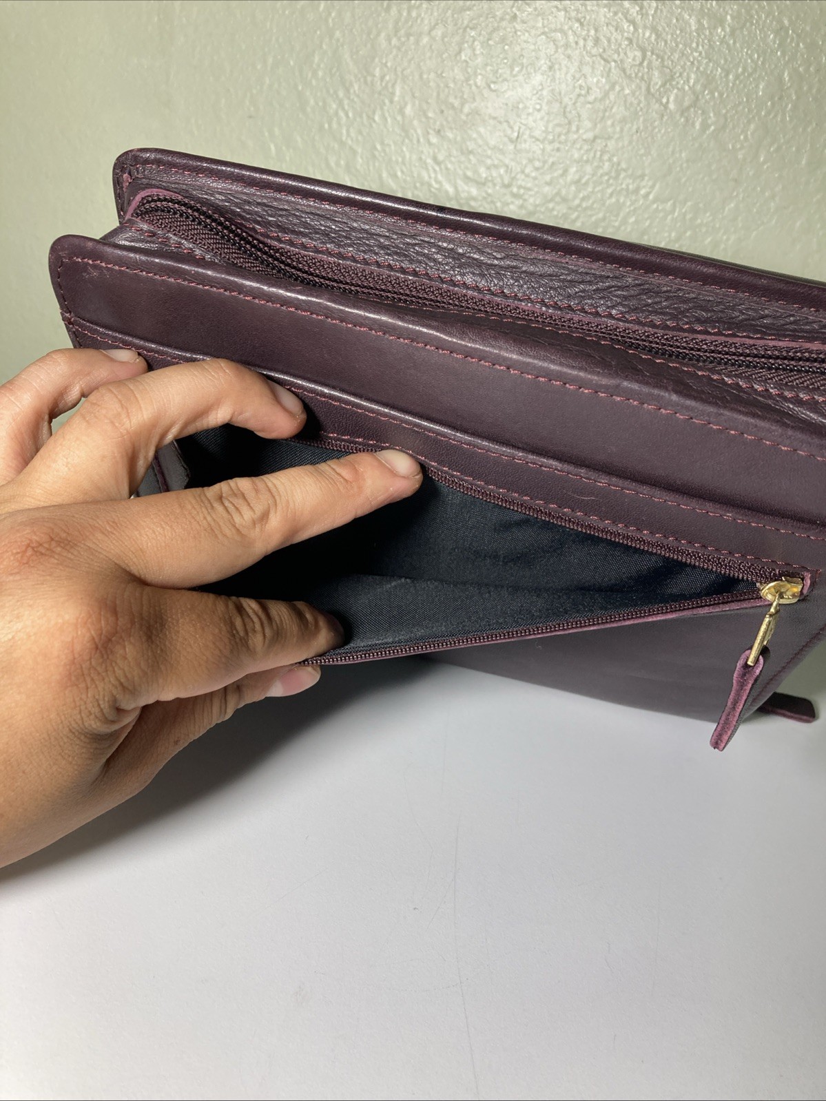 Franklin Quest Compact Burgundy Nappa Leather Zip around Planner 6 Rings