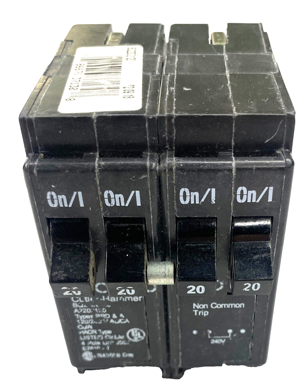 20A Cutler Hammer BQ220220 Circuit Breaker 4P 20 Amp 120V/240V Non Common Trip