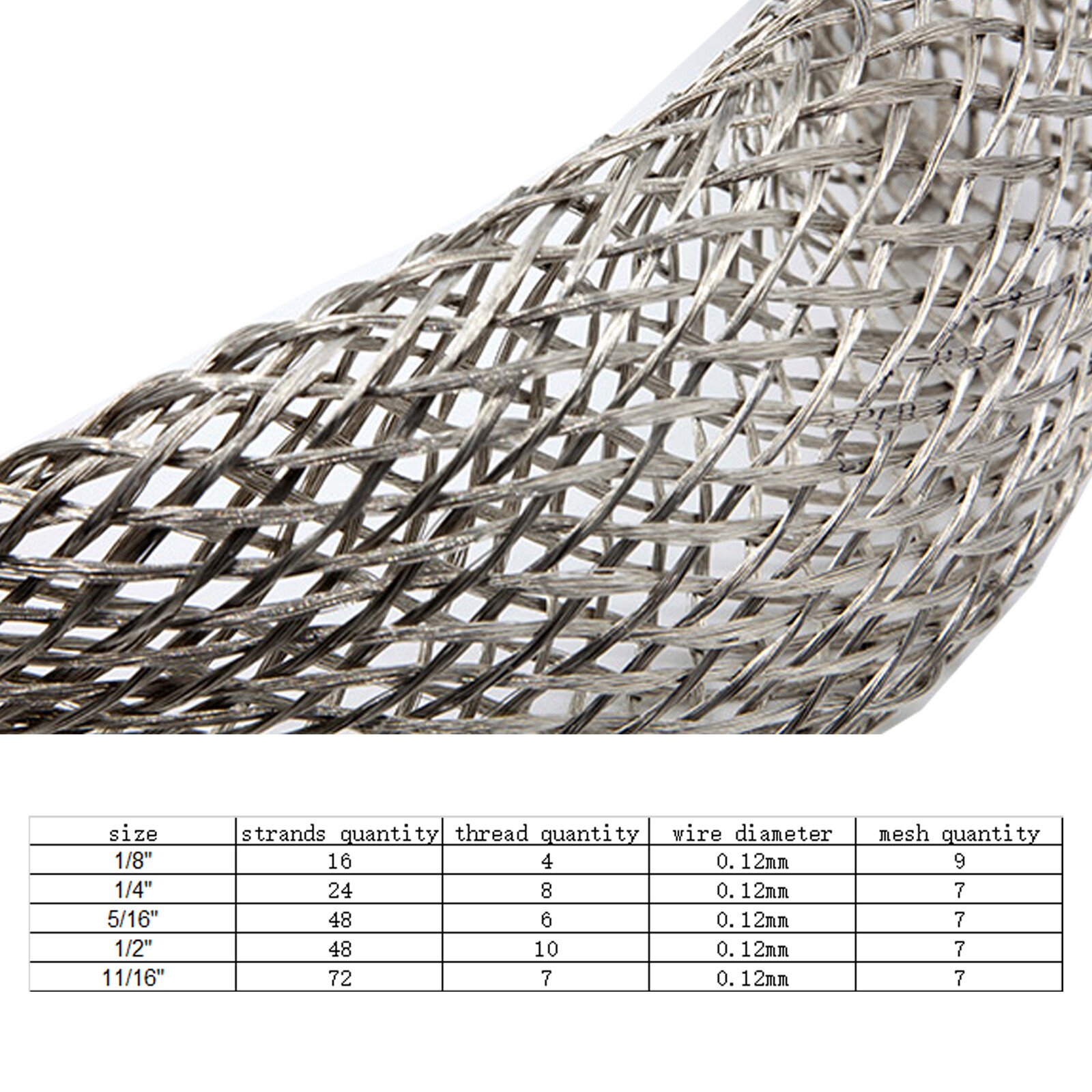 Tinned Copper Braid Ground Strap Metal Cable Wrap Sleeve Mesh Wire Shielding Lot