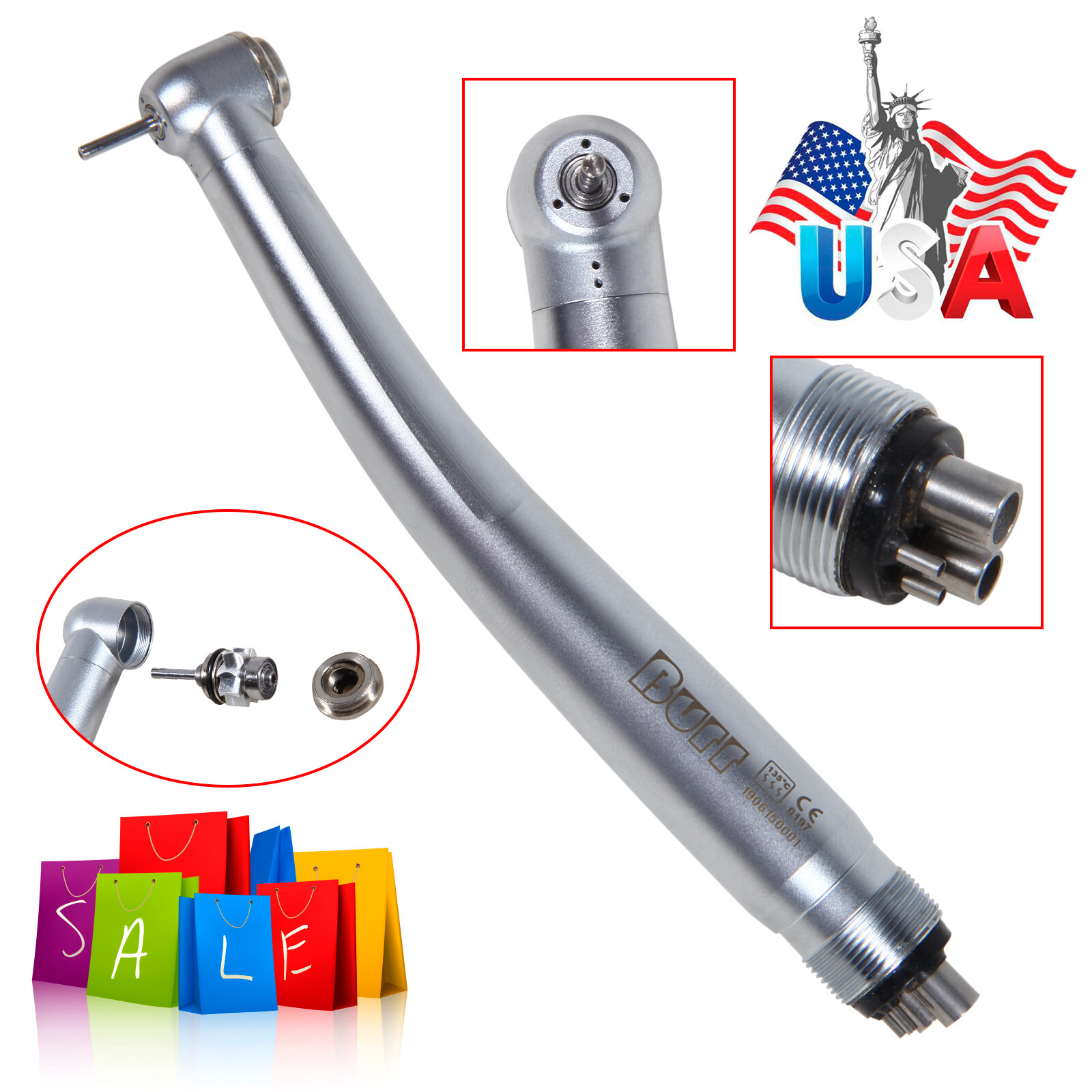 Dental Standard High Speed Handpiece 4 Holes Push Button Midwest