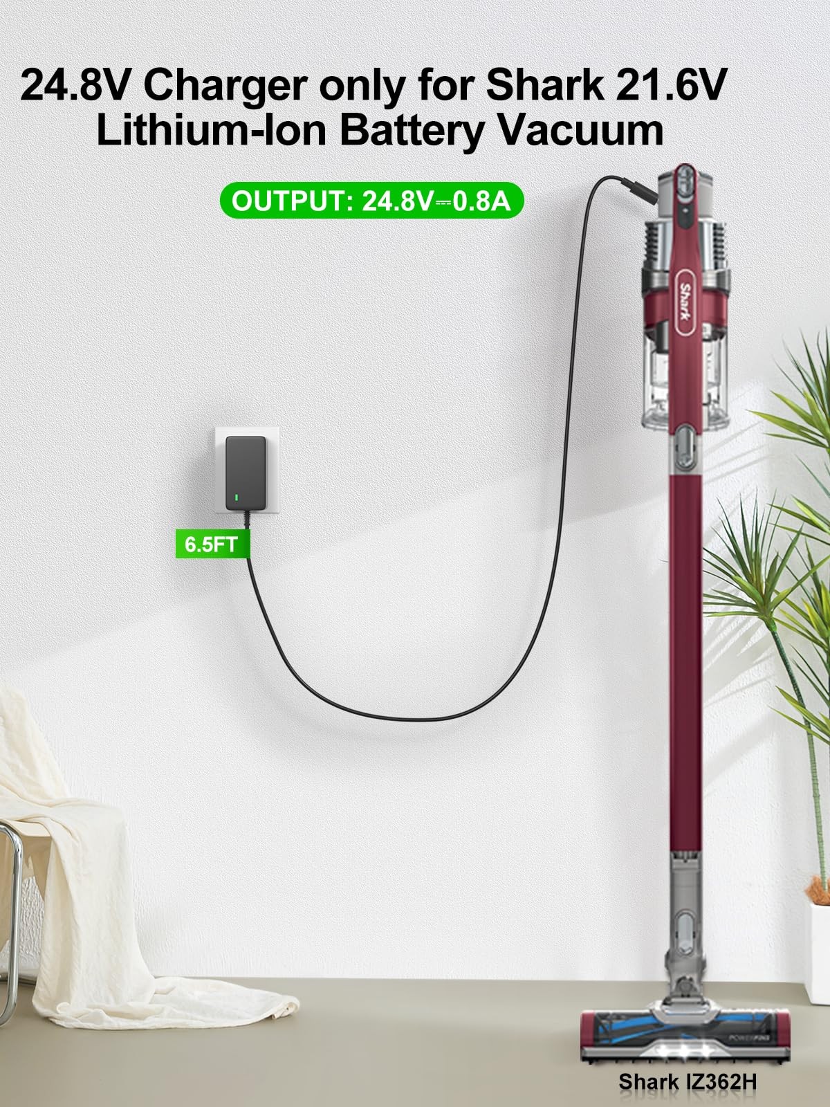 BIYTC 24.8V Cordless Vacuum Charger for 2.91×1.57×0.9 in (7.3×3.9×2.7cm)