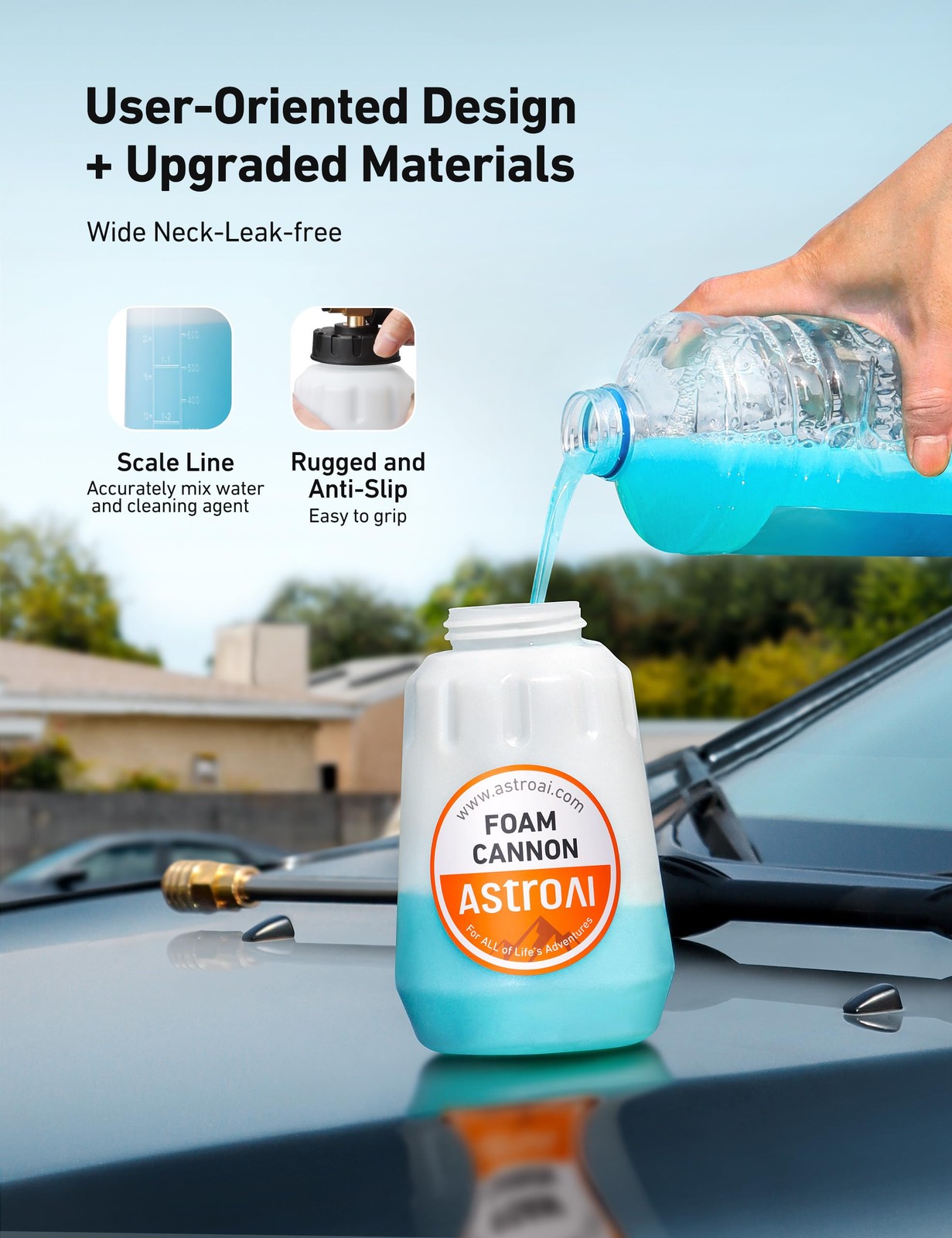 AstroAI Foam Cannon for Pressure Washer with 1/4″ Cannon+Nozzles, White