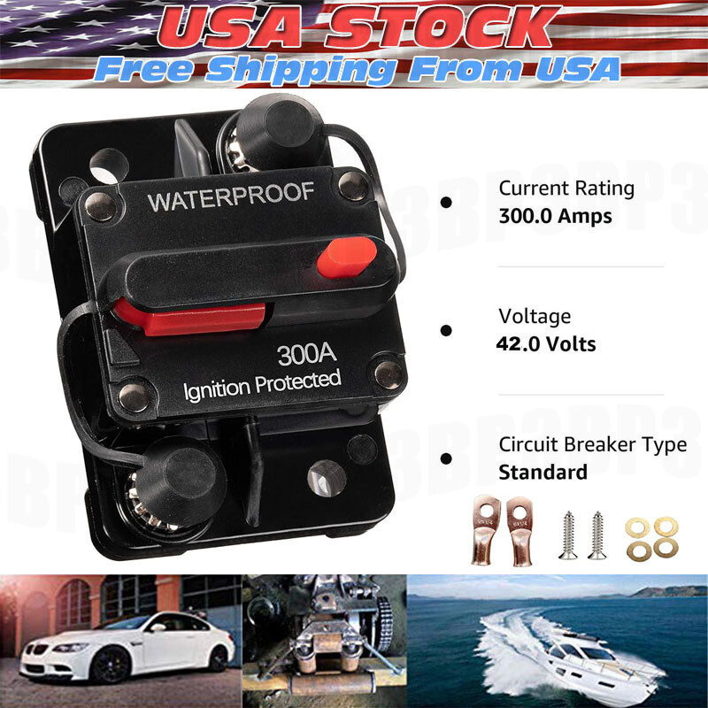Waterproof Car Circuit Breaker Fuse Reset 30-300 Amp 12V-48V DC Car Boat Auto