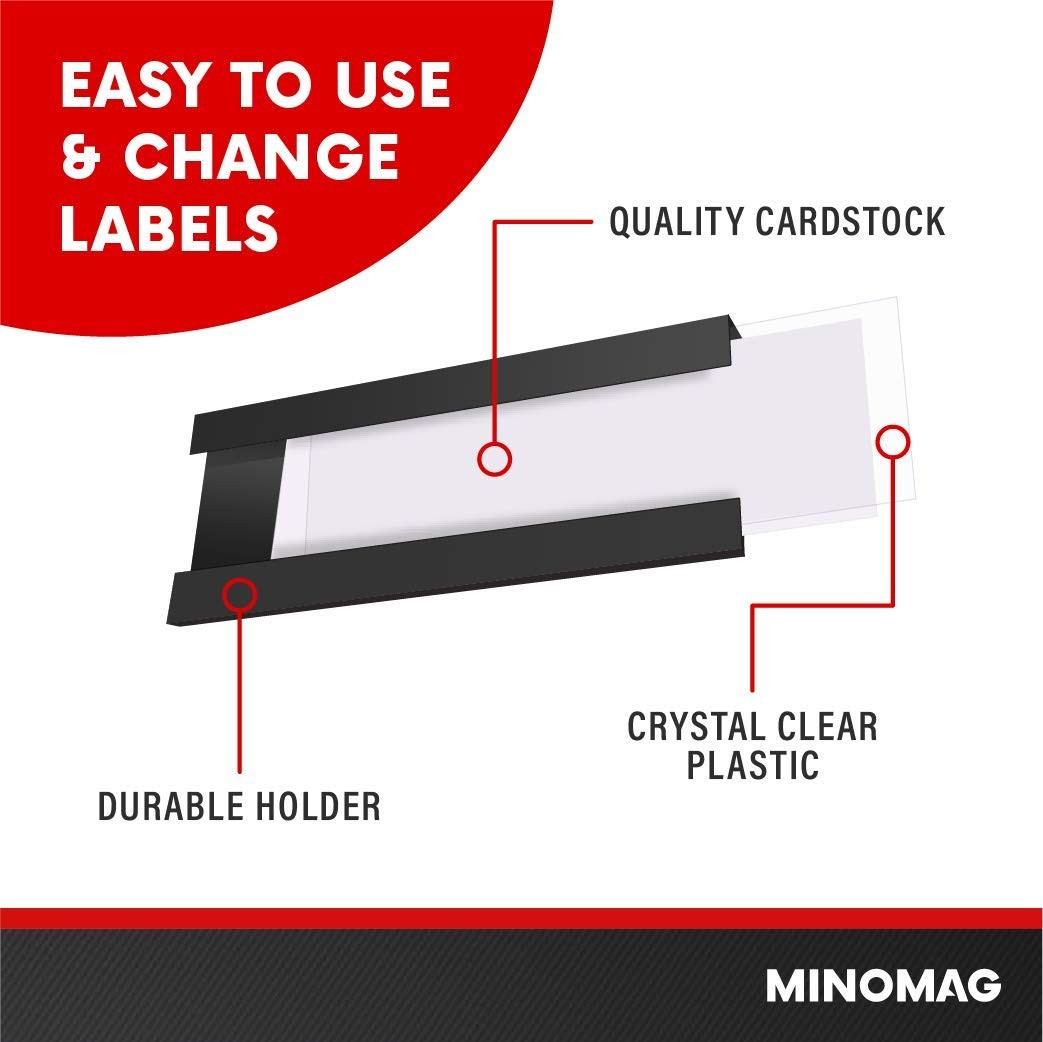 25pcs Magnetic Tool Box Labels 1×2 inches | C Channel 1″ x 2″, Label Holders