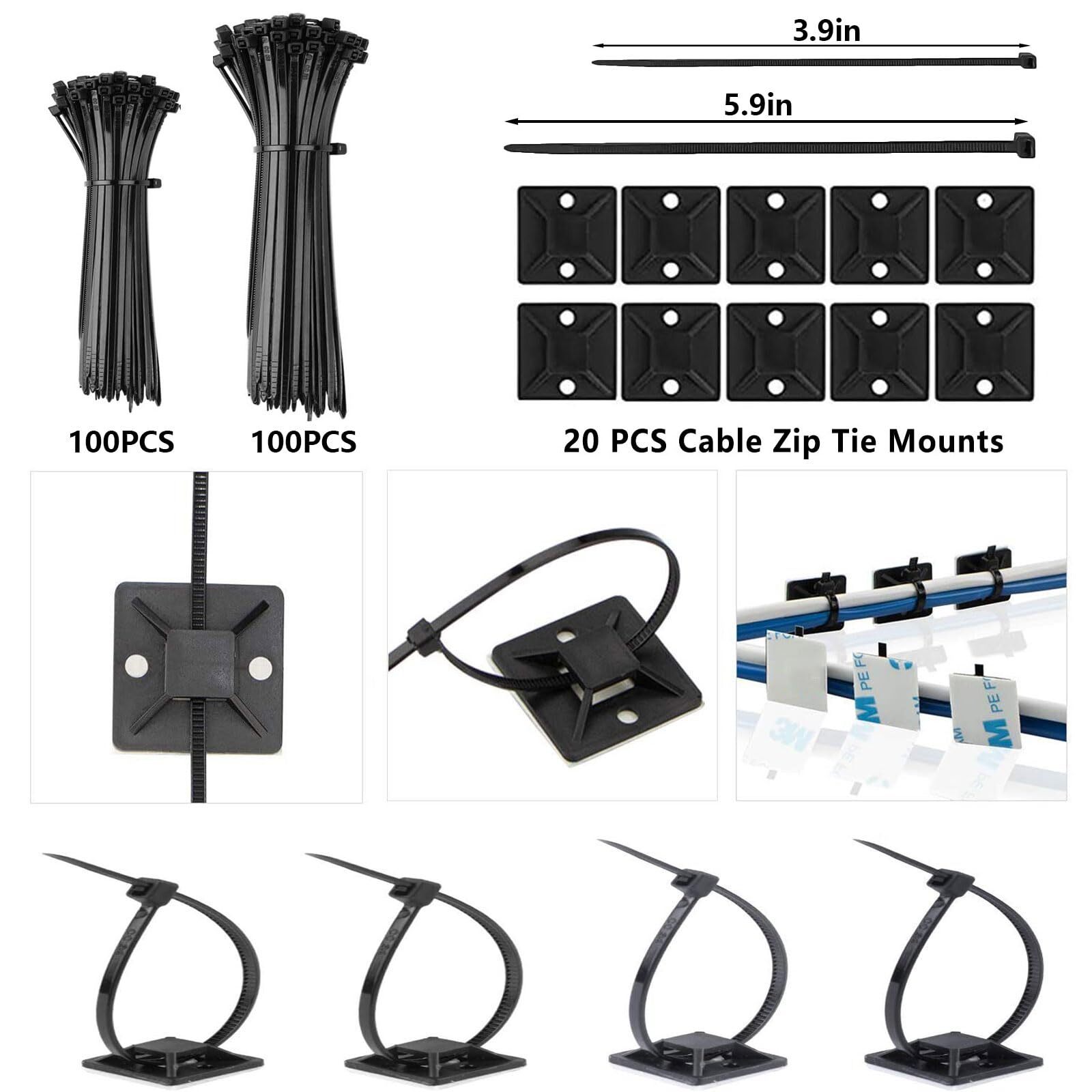 327 PCS Cable Management Kit 4 Cable Cable Sleeves,65 Cable Clips with 13Cord…