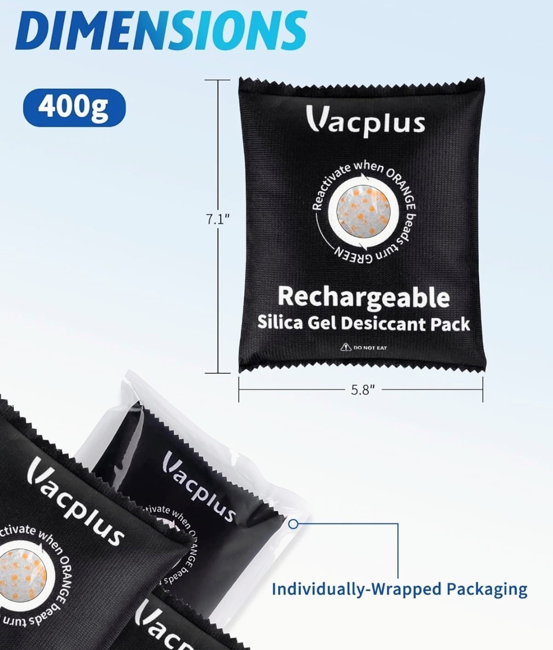 5 Pack 400G Reusable Desiccant Packs for Storage, Large Silica Gel Packets 📌📌
