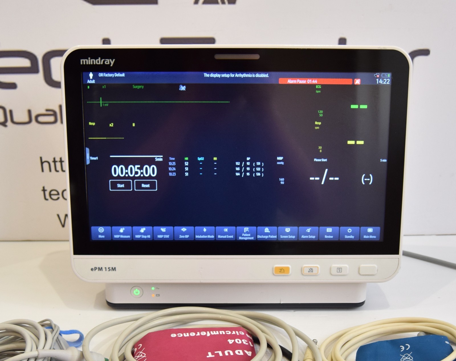 MINDRAY ePM 15M Patient Monitor with Co2, Spo2, Nibp, ECG, T1+T2