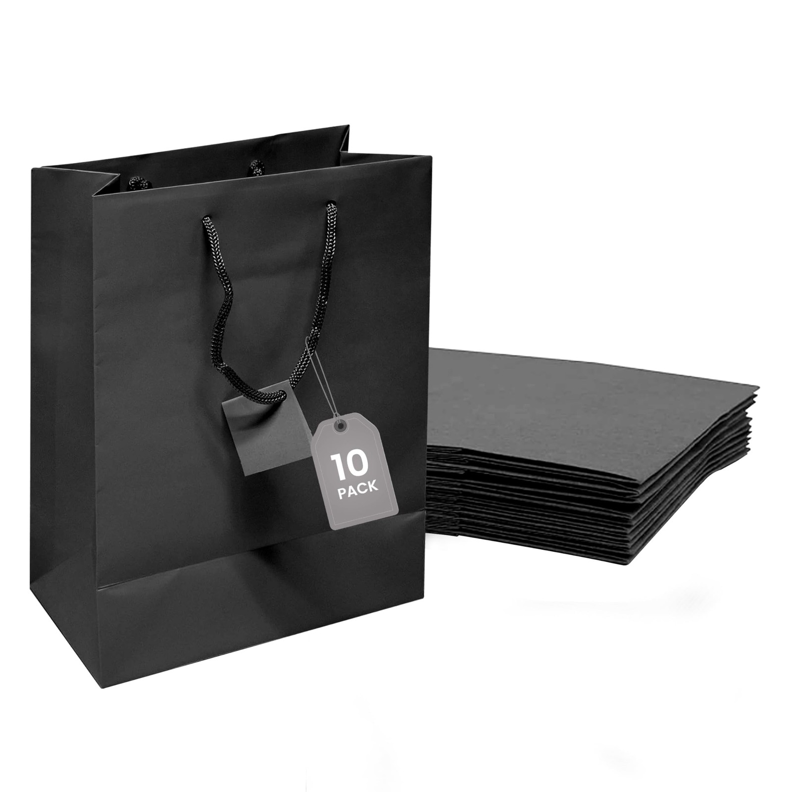 Novel Box Black Gift Bags with Handles 10 Pack 8x4x10 Inches Large Paper Bulk…